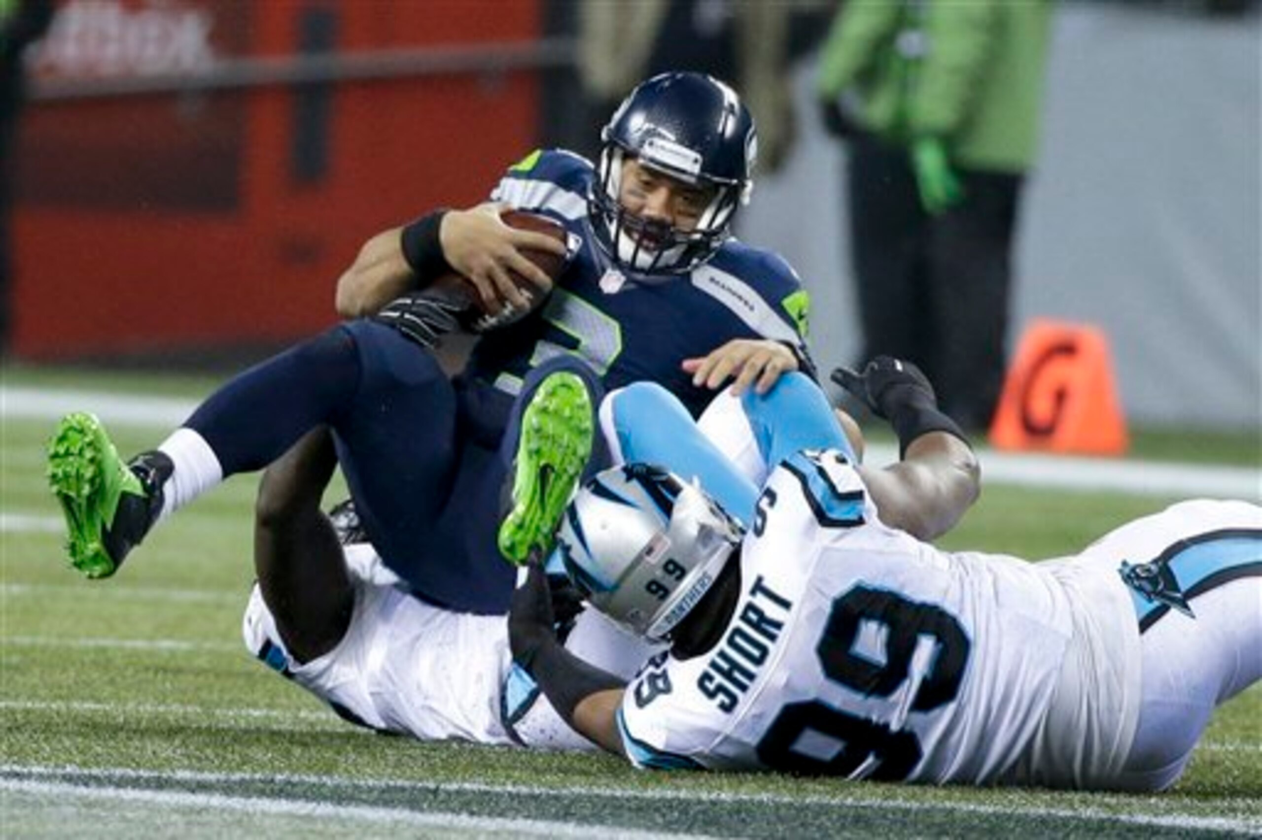 Kawann Short has some experience tackling Russell Wilson.