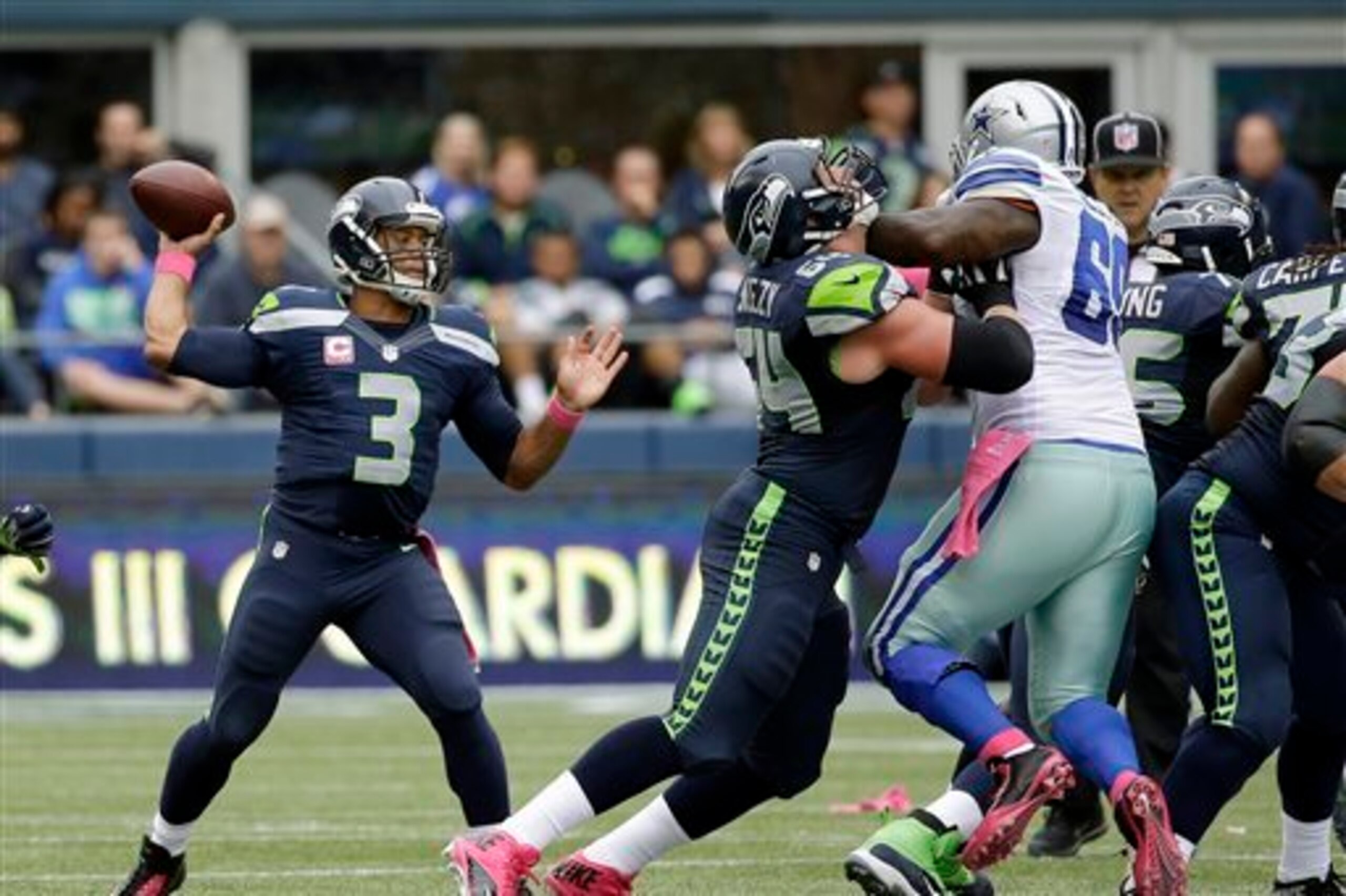 Sweezy and the offensive line have had their struggles this season.