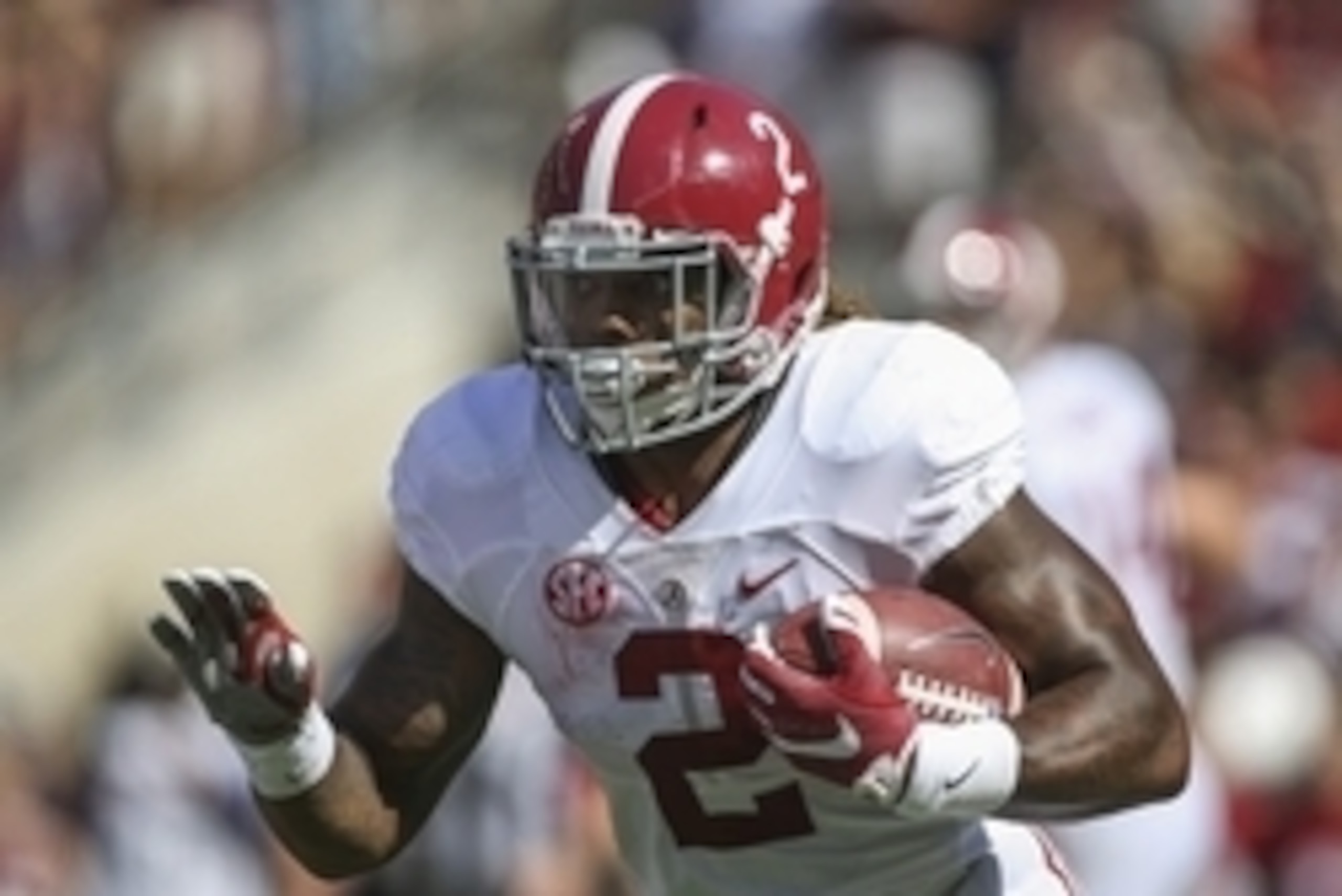 Oct 17, 2015; College Station, TX, USA; Alabama Crimson Tide running back Derrick Henry (2) rushes during the first quarter against the Texas A&M Aggies at Kyle Field. Mandatory Credit: Troy Taormina-USA TODAY Sports