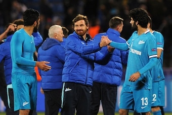 Zenit's Portuguese coach Andre Villas-Boas reacts after the UEFA Champions League group H football match between FC Zenit and KAA Gent at the Petrovsky stadium in St. Petersburg on September 29, 2015. AFP PHOTO / OLGA MALTSEVA        (Photo credit should 