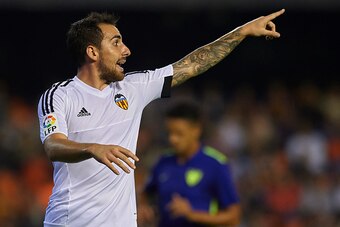 VALENCIA, SPAIN - OCTOBER 17:  Paco Alcacer of Valencia reacts during the La Liga match between Valencia CF and Malaga CF at Estadi de Mestalla on October 17, 2015 in Valencia, Spain.  (Photo by Manuel Queimadelos Alonso/Getty Images)