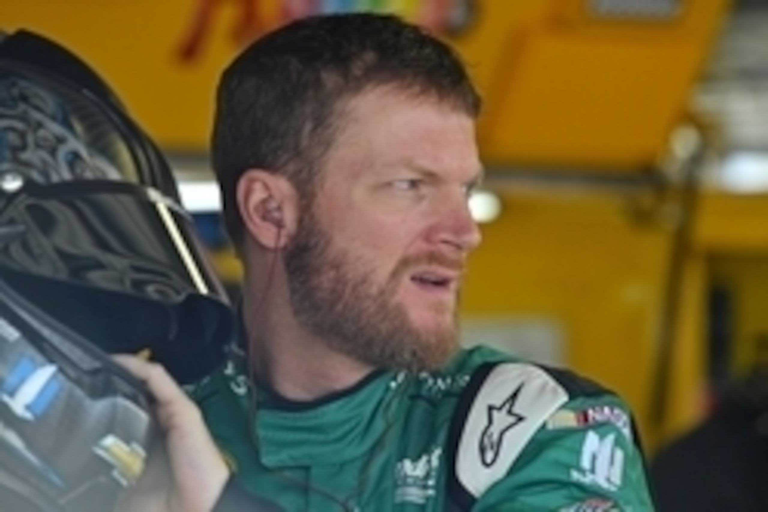 Oct 17, 2015; Kansas City, KS, USA; NASCAR Sprint Cup Series driver Dale Earnhardt Jr. during practice of the Hollywood Casino 400 at Kansas Speedway. Mandatory Credit: Jasen Vinlove-USA TODAY Sports