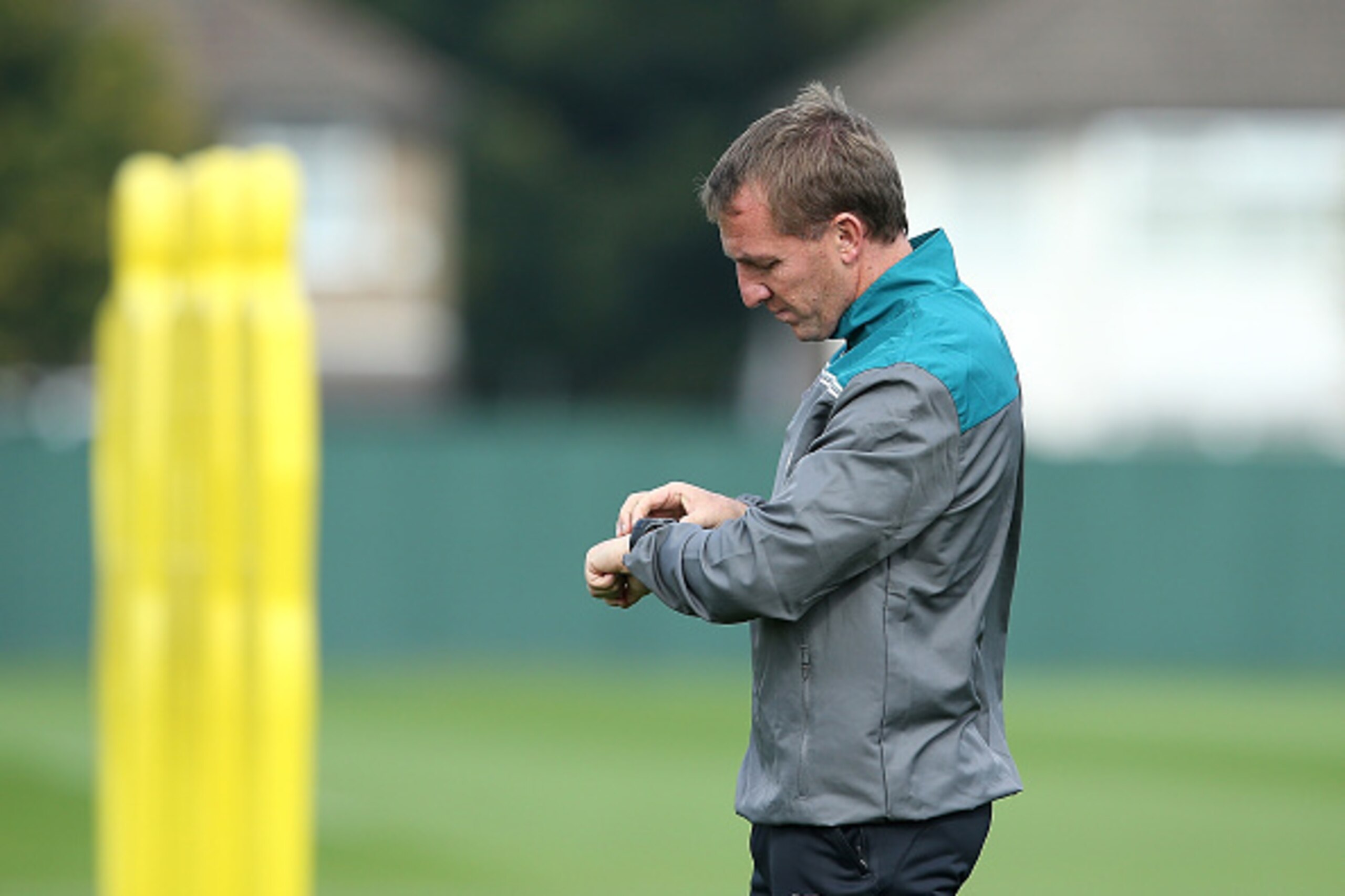 LIVERPOOL, ENGLAND - SEPTEMBER 30:  Liverpool Manager Brendan Rodgers looks on during a Liverpool FC training session at Melwood Training Ground on September 30, 2015 in Liverpool, England.  (Photo by Jan Kruger/Getty Images)