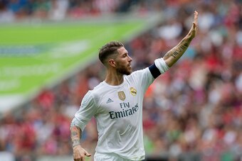 MUNICH, GERMANY - AUGUST 04:  Sergio Ramos of Real Madrid gestures during the Audi Cup 2015 match between Real Madrid and Tottenham Hotspur at Allianz Arena on August 4, 2015 in Munich, Germany.  (Photo by Boris Streubel/Getty Images)