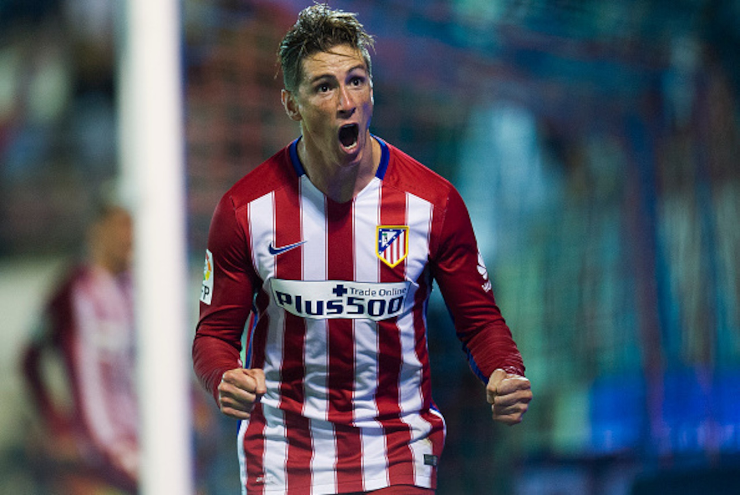 EIBAR, SPAIN - SEPTEMBER 19: Fernando Torres of Atletico de Madrid celebrates after scoring during the La Liga match between SD Eibar andรAtletico de Madridรat Ipurua Municipal Stadium on September 19, 2015 in Eibar, Spain. (Photo by Juan Manuel Serrano EIBAR, SPAIN - SEPTEMBER 19: Fernando Torres of Atletico de Madrid celebrates after scoring during the La Liga match between SD Eibar andรAtletico de Madridรat Ipurua Municipal Stadium on September 19, 2015 in Eibar, Spain. (Photo by Juan Manuel Serrano