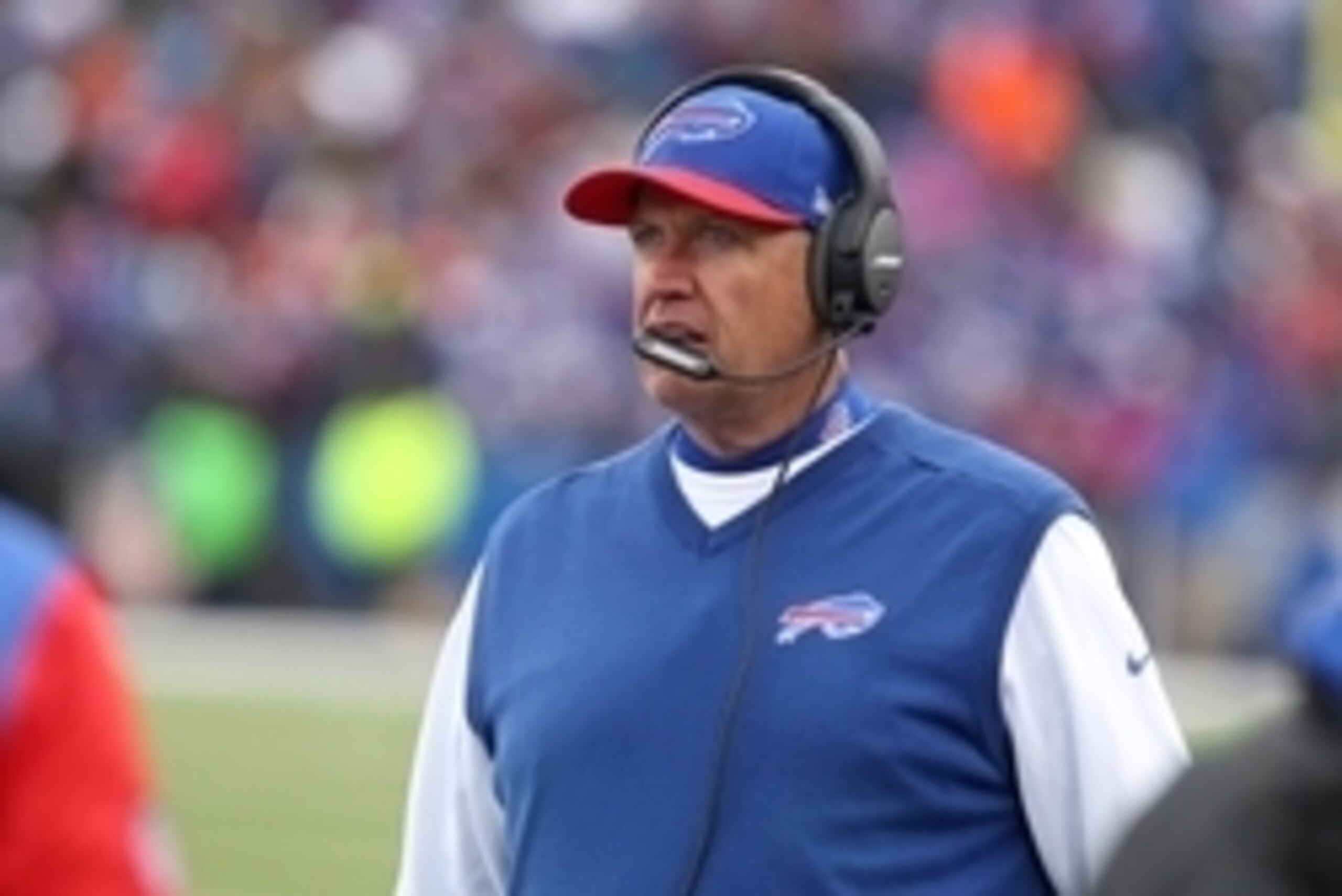 Oct 18, 2015; Orchard Park, NY, USA; Buffalo Bills head coach Rex Ryan during the second half against the Cincinnati Bengals at Ralph Wilson Stadium. Bengals beat the Bills 34 to 21. Mandatory Credit: Timothy T. Ludwig-USA TODAY Sports