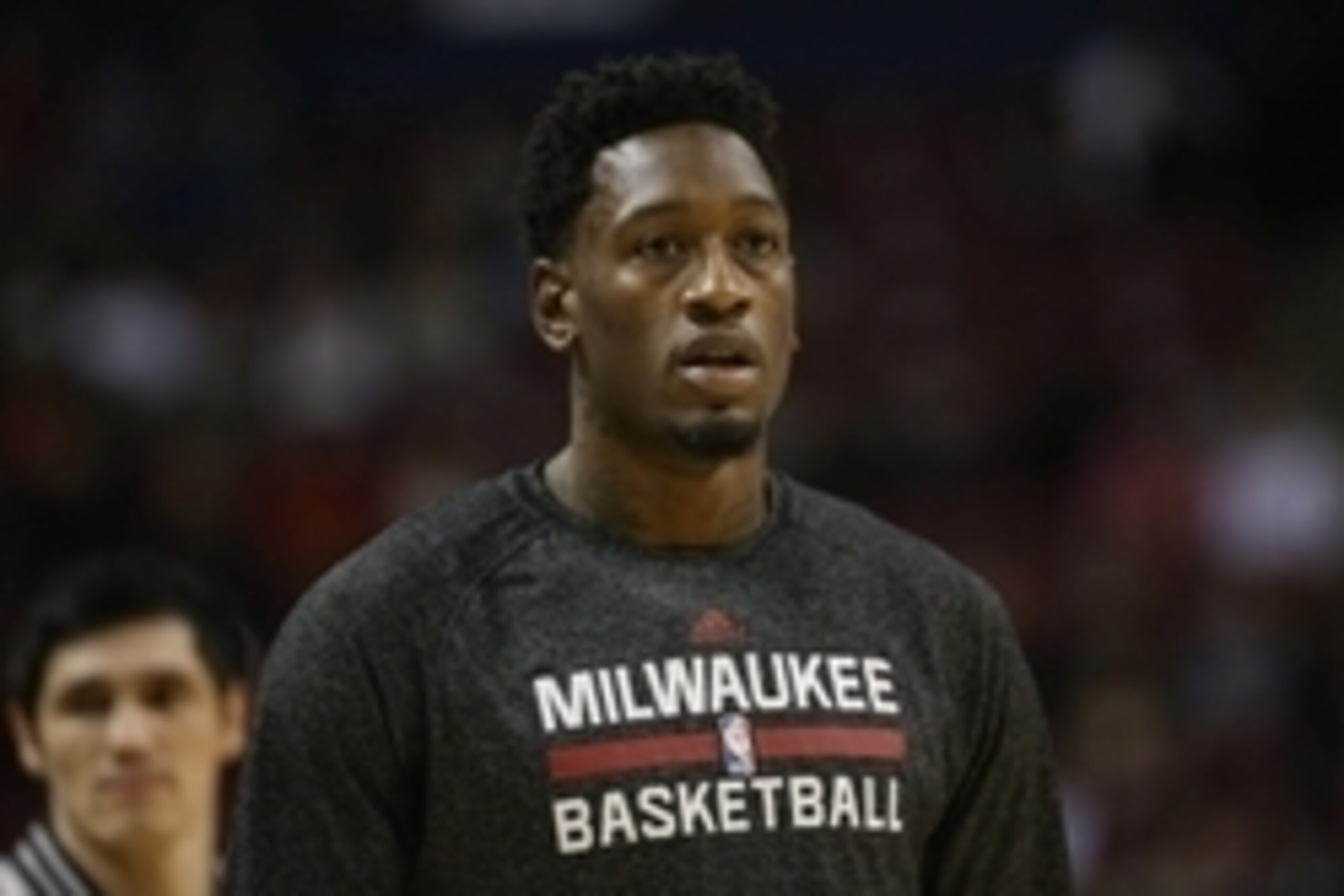 Nov 21, 2014; Toronto, Ontario, CAN; Milwaukee Bucks center Larry Sanders (8) warms up before playing against the Toronto Raptors at Air Canada Centre. The Raptors beat the Bucks 124-83. Mandatory Credit: Tom Szczerbowski-USA TODAY Sports Nov 21, 2014; Toronto, Ontario, CAN; Milwaukee Bucks center Larry Sanders (8) warms up before playing against the Toronto Raptors at Air Canada Centre. The Raptors beat the Bucks 124-83. Mandatory Credit: Tom Szczerbowski-USA TODAY Sports