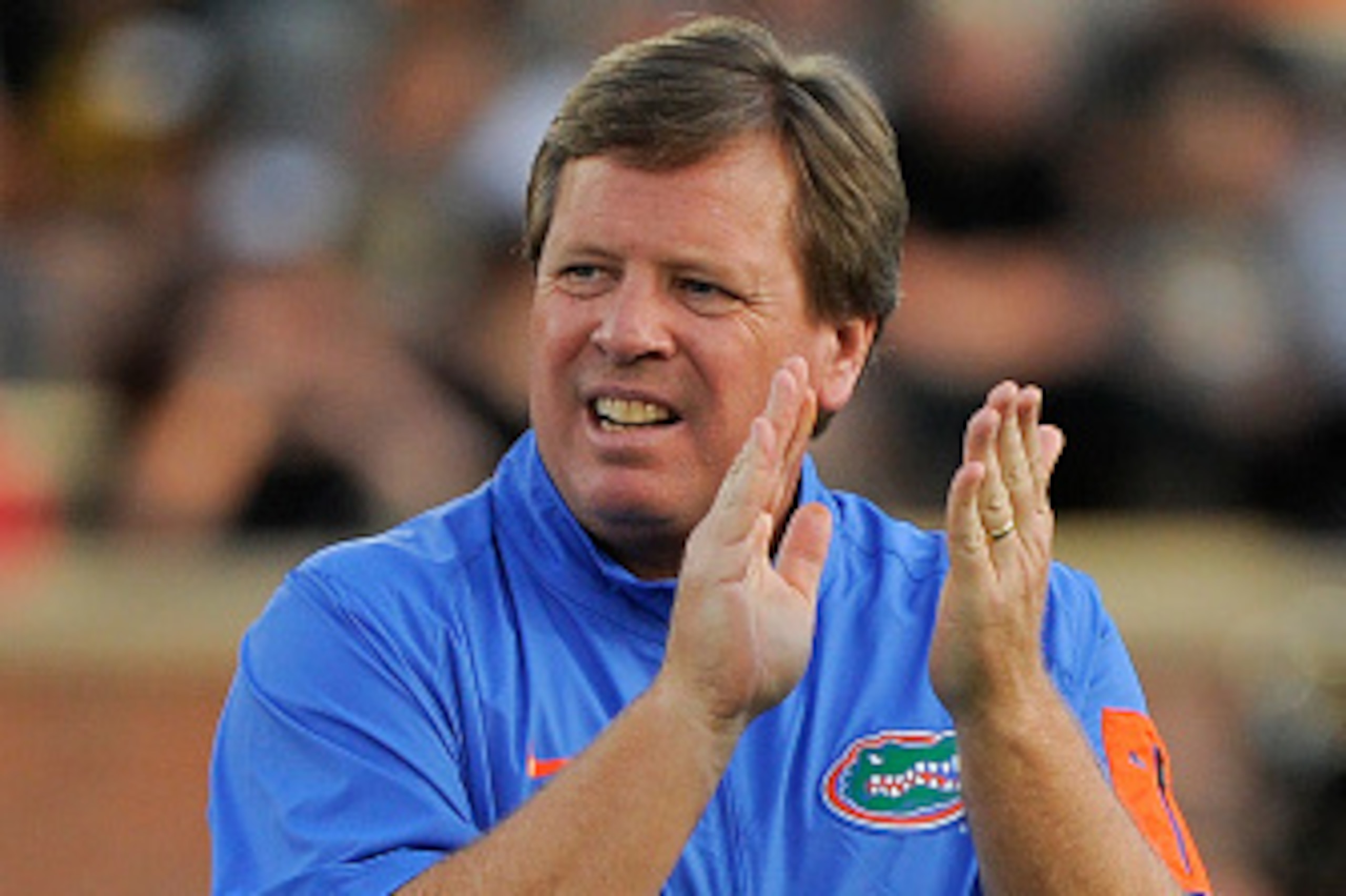 COLUMBIA, MO - OCTOBER 10:  Jim McElwain head coach of the Florida Gators watches his team warm up prior to a game against the Missouri Tigers at Memorial Stadium on October 10, 2015 in Columbia, Missouri.  (Photo by Ed Zurga/Getty Images)