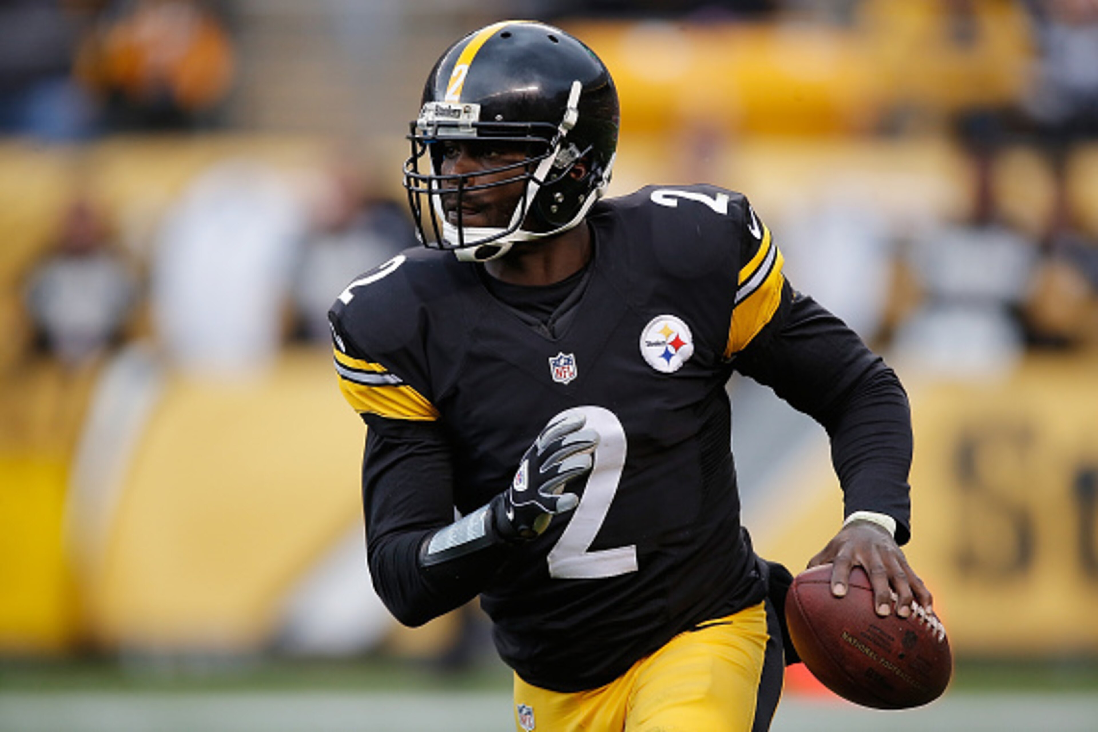 PITTSBURGH, PA - OCTOBER 18:  Mike Vick #2 of the Pittsburgh Steelers looks to pass during the 2nd half of the game against the Arizona Cardinals at Heinz Field on October 18, 2015 in Pittsburgh, Pennsylvania.  (Photo by Gregory Shamus/Getty Images)