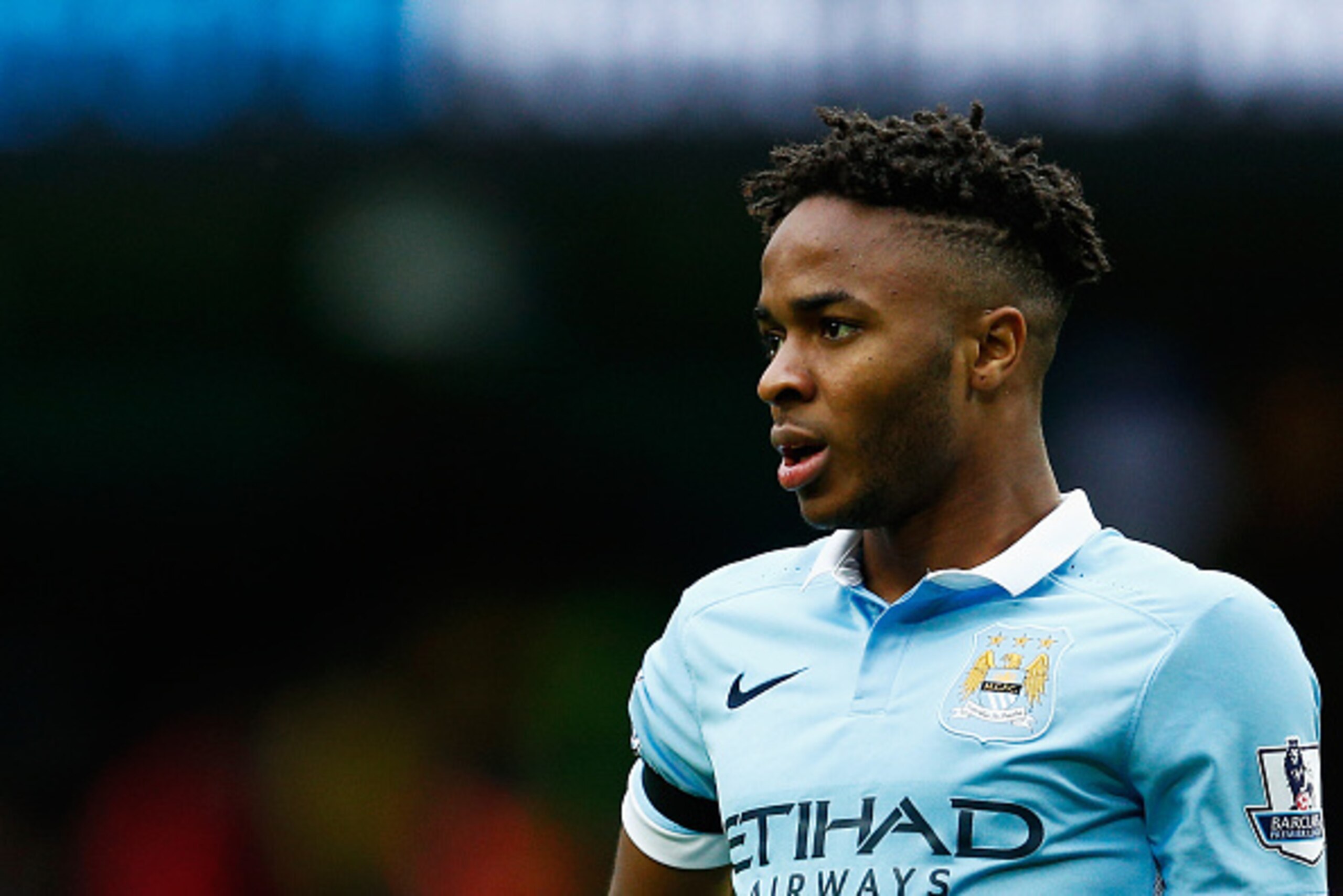 MANCHESTER, ENGLAND - OCTOBER 17: Raheem Sterling of Manchester City looks on during the Barclays Premier League match between Manchester City and A.F.C. Bournemouth at Etihad Stadium on October 17, 2015 in Manchester, England. (Photo by Dean Mouhtaropo MANCHESTER, ENGLAND - OCTOBER 17: Raheem Sterling of Manchester City looks on during the Barclays Premier League match between Manchester City and A.F.C. Bournemouth at Etihad Stadium on October 17, 2015 in Manchester, England. (Photo by Dean Mouhtaropo