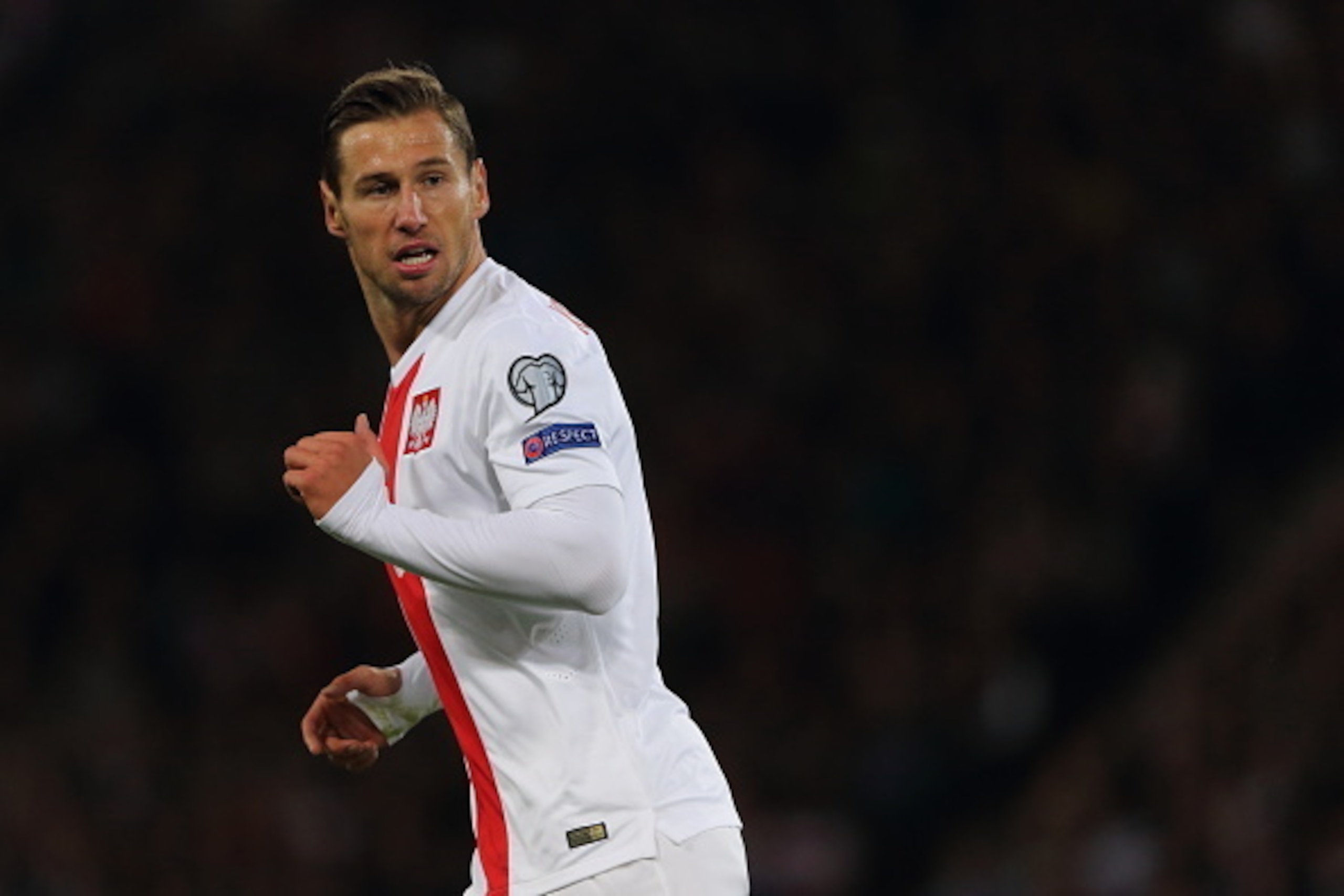 GLASGOW, SCOTLAND - OCTOBER 08: Grzegorz Krychowiak of Poland during the UEFA EURO 2016 qualifier between Scotland and Poland at Hampden Park on October 8, 2015 in Glasgow, Scotland. (Photo by Matthew Ashton - AMA/Getty Images,) GLASGOW, SCOTLAND - OCTOBER 08: Grzegorz Krychowiak of Poland during the UEFA EURO 2016 qualifier between Scotland and Poland at Hampden Park on October 8, 2015 in Glasgow, Scotland. (Photo by Matthew Ashton - AMA/Getty Images,)