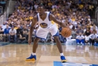 October 5, 2015; San Jose, CA, USA; Golden State Warriors forward Harrison Barnes (40) dribbles the basketball during the third quarter in a preseason game against the Toronto Raptors at SAP Center. The Warriors defeated the Raptors 95-87. Mandatory Credi