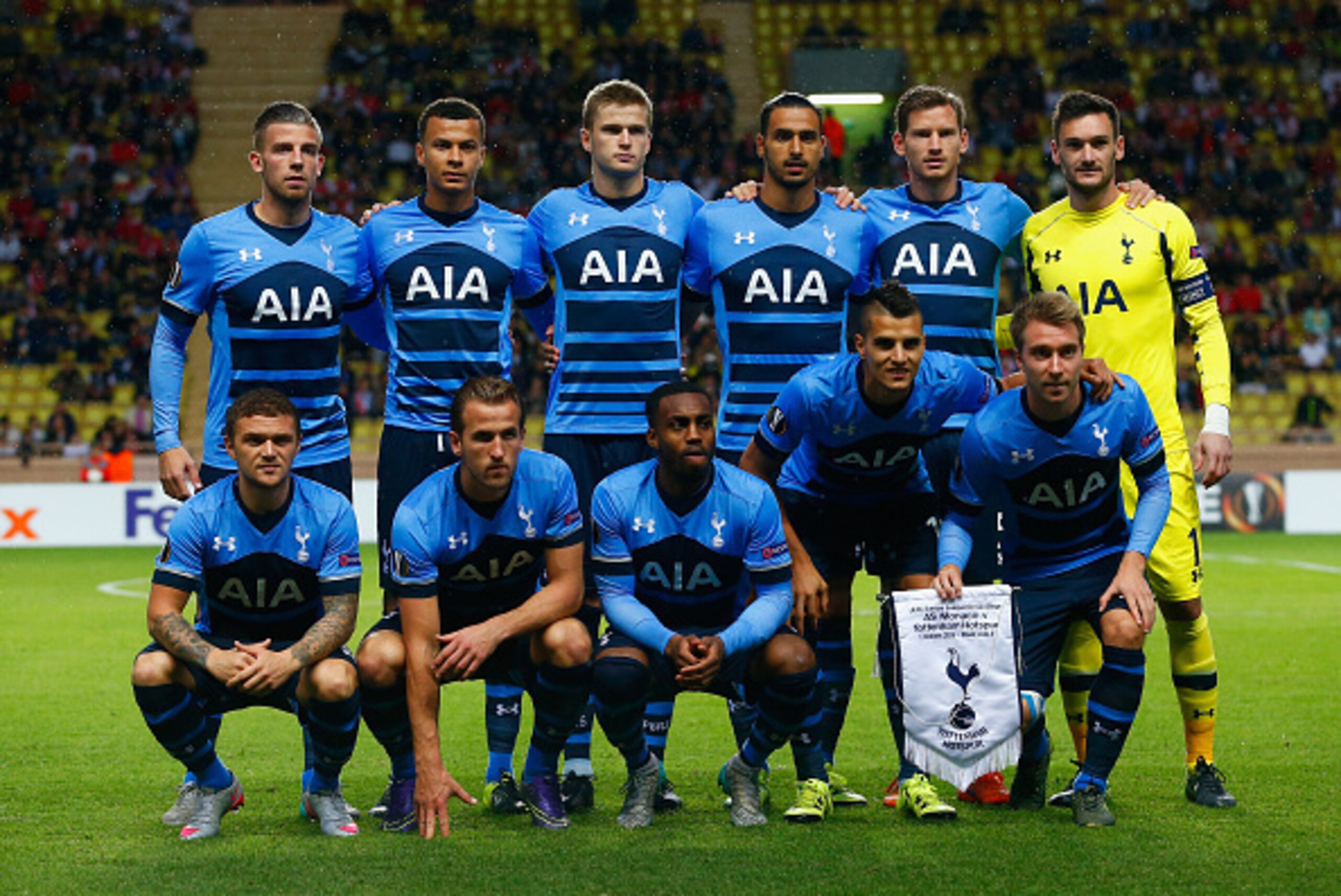 MONACO - OCTOBER 01: Tottenham Hotspur pose for a photo during the UEFA Europa League group J match between AS Monaco FC and Tottenham Hotspur FC at Stade Louis II on October 1, 2015 in Monaco, Monaco.  (Photo by Julian Finney/Getty Images)