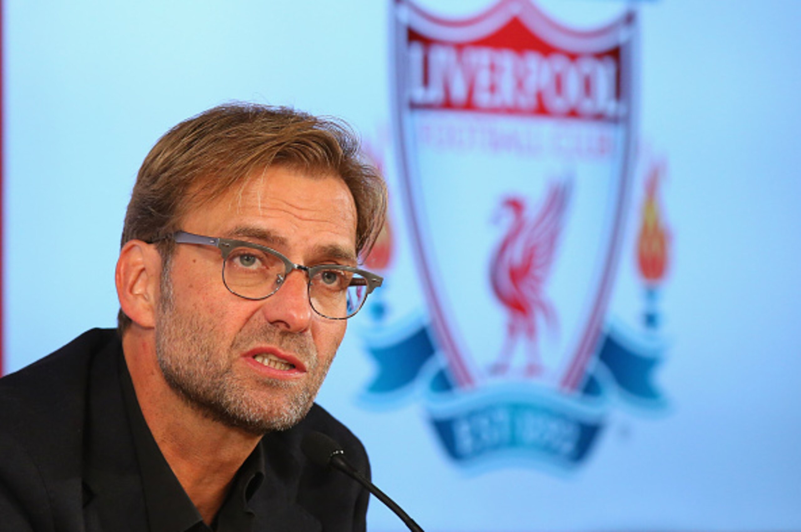 LIVERPOOL, ENGLAND - OCTOBER 09:  Jurgen Klopp is unveiled as the new manager of Liverpool FC during a press conference at Anfield on October 9, 2015 in Liverpool, England.  (Photo by Alex Livesey/Getty Images)