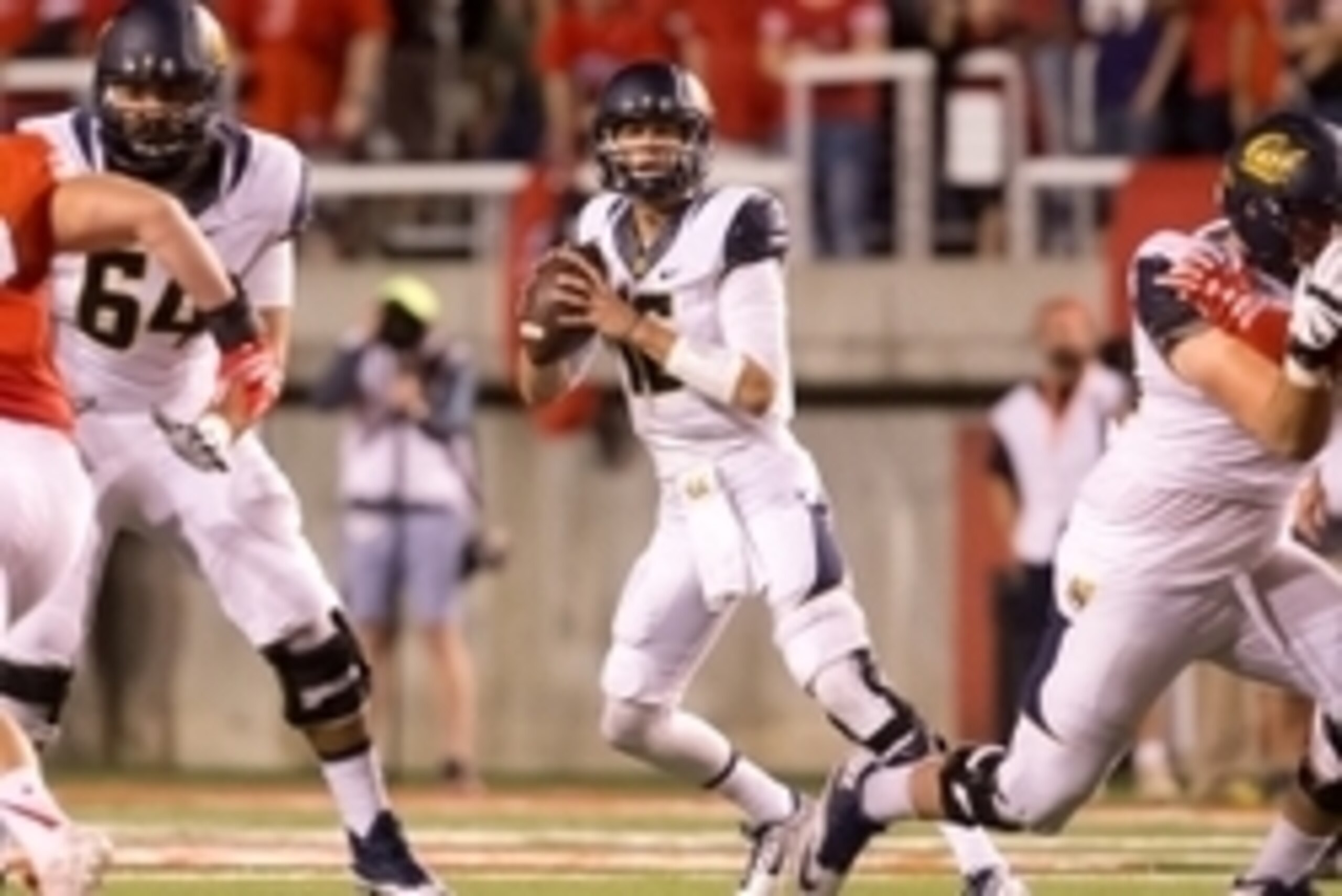 Oct 10, 2015; Salt Lake City, UT, USA; California Golden Bears quarterback Jared Goff (16) drops back to pass during the first half against the Utah Utes at Rice-Eccles Stadium. Utah won 30-24. Mandatory Credit: Russ Isabella-USA TODAY Sports