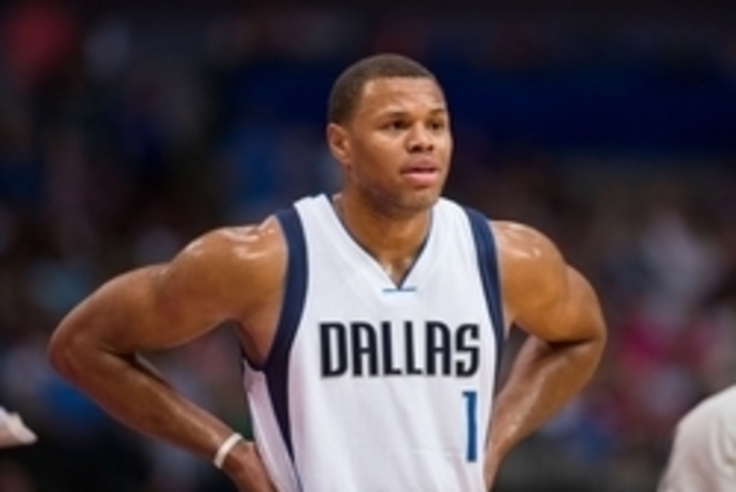 Oct 16, 2015; Dallas, TX, USA; Dallas Mavericks forward Justin Anderson (1) waits for play to resume against the Atlanta Hawks during the first half at the American Airlines Center. Mandatory Credit: Jerome Miron-USA TODAY Sports