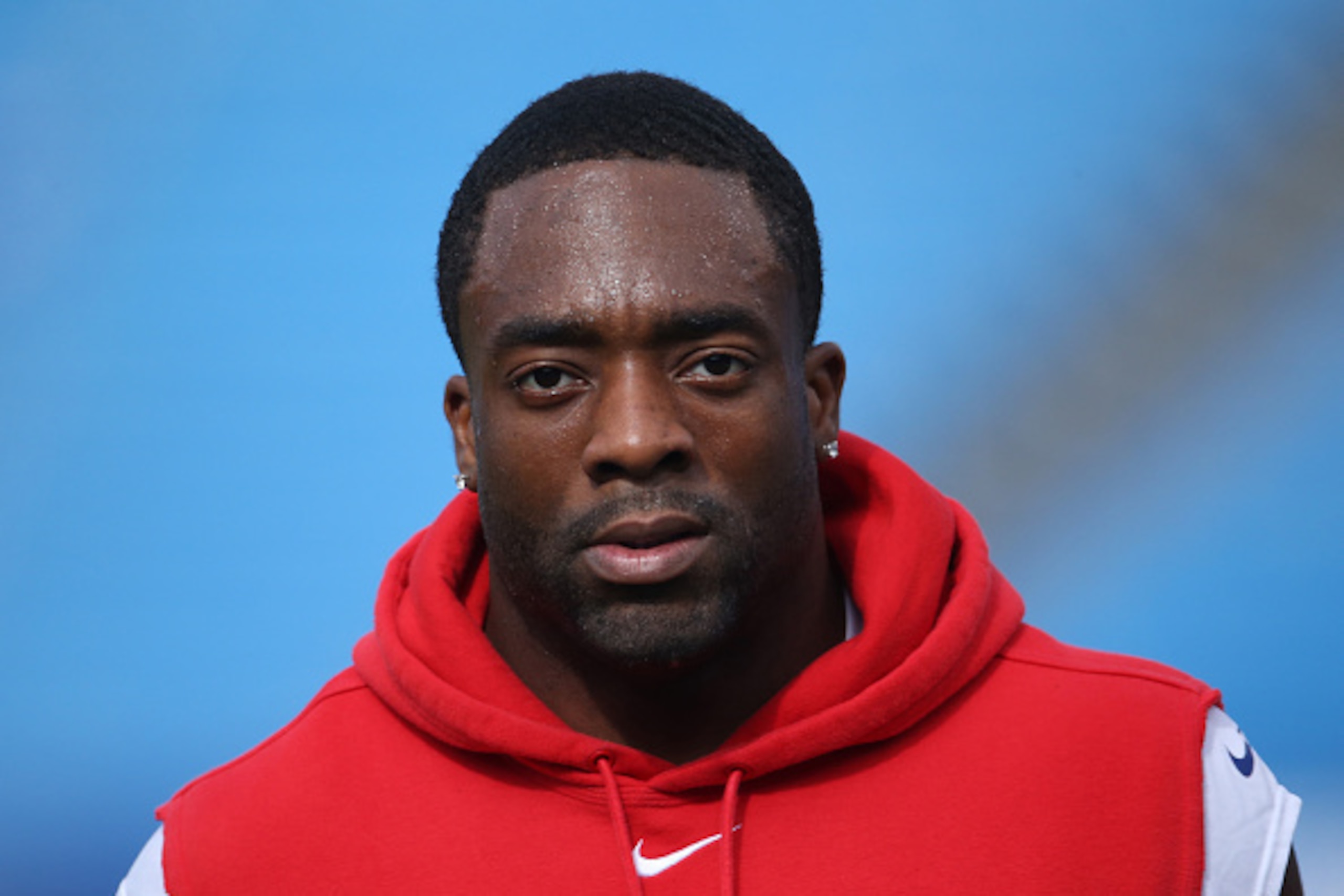 ORCHARD PARK, NY - OCTOBER 4: Andre Williams #44 of the New York Giants warms up before the start of NFL game action against the Buffalo Bills at Ralph Wilson Stadium on October 4, 2015 in Orchard Park, New York. (Photo by Tom Szczerbowski/Getty Images)