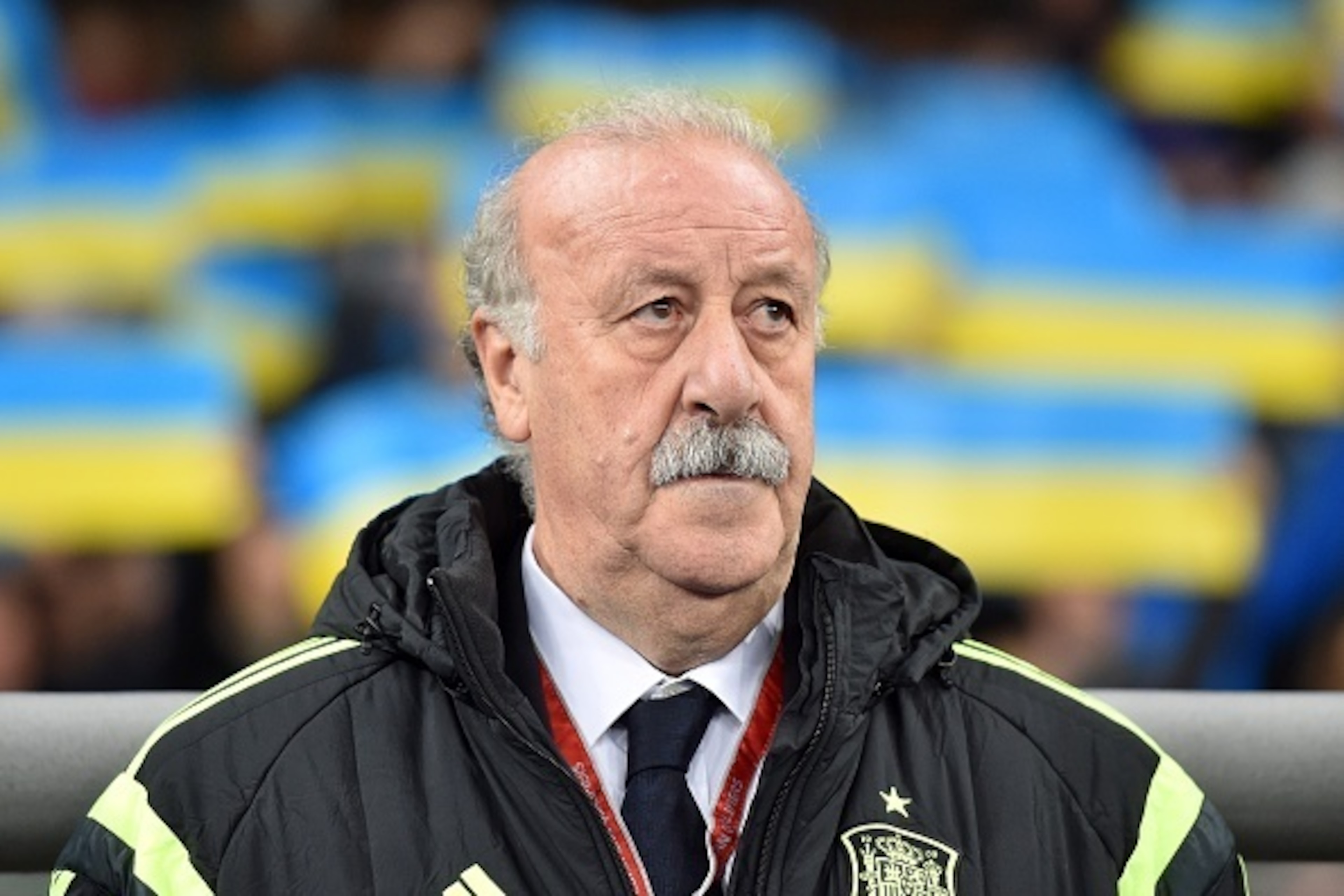 Spain's head coach Vicente del Bosque looks on during the Euro 2016 qualifying football match between Ukraine and Spain at Olympiysky stadium in Kiev on October 12, 2015. AFP PHOTO / GENYA SAVILOV (Photo credit should read GENYA SAVILOV/AFP/Gett Spain's head coach Vicente del Bosque looks on during the Euro 2016 qualifying football match between Ukraine and Spain at Olympiysky stadium in Kiev on October 12, 2015. AFP PHOTO / GENYA SAVILOV (Photo credit should read GENYA SAVILOV/AFP/Gett