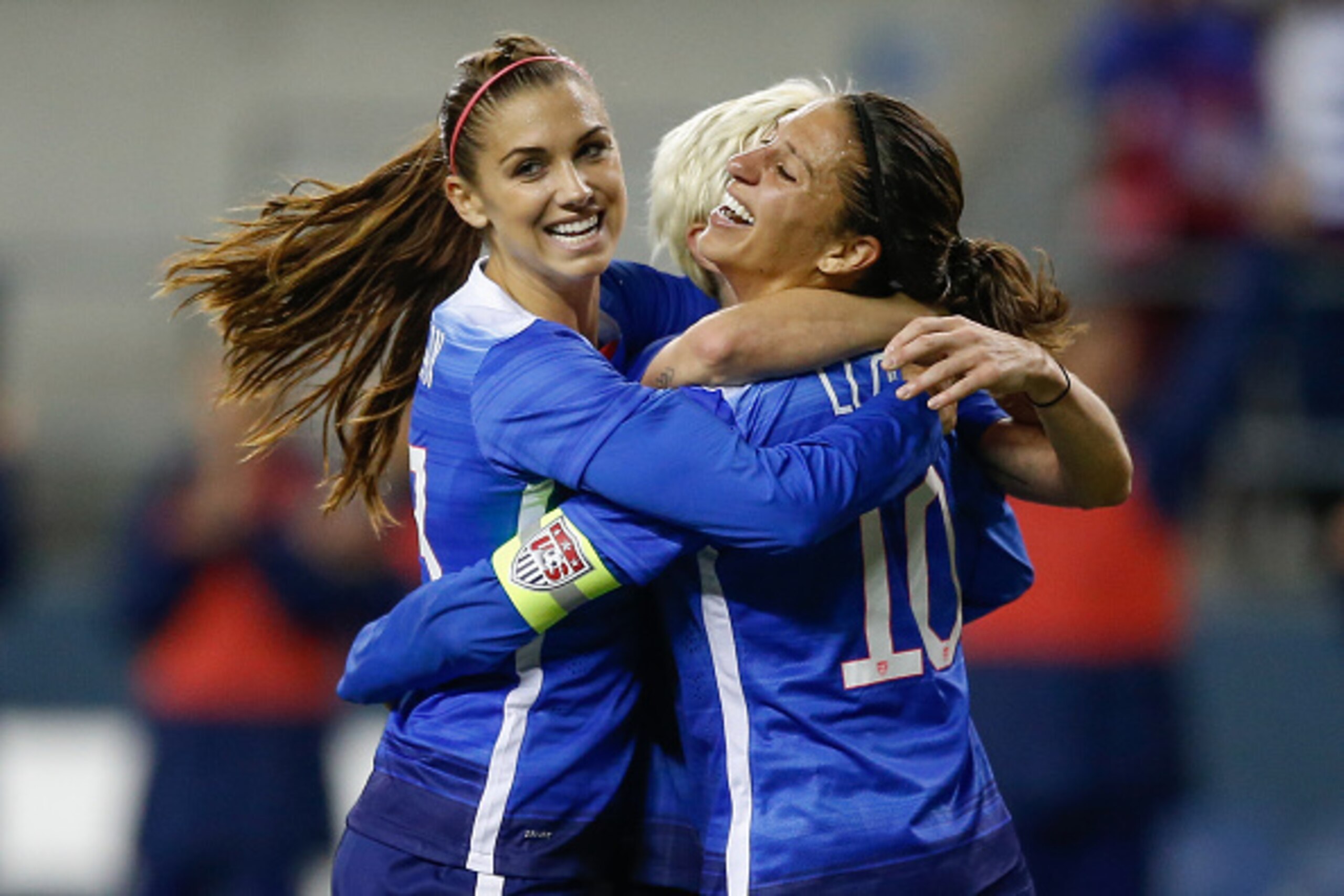 SEATTLE, WA - OCTOBER 21: Carli Lloyd #10 of the United States celebrates with Alex Morgan #13 after scoring a goal against Brazil in the second half at CenturyLink Field on October 21, 2015 in Seattle, Washington. (Photo by Otto Greule Jr/Getty Images) SEATTLE, WA - OCTOBER 21: Carli Lloyd #10 of the United States celebrates with Alex Morgan #13 after scoring a goal against Brazil in the second half at CenturyLink Field on October 21, 2015 in Seattle, Washington. (Photo by Otto Greule Jr/Getty Images)