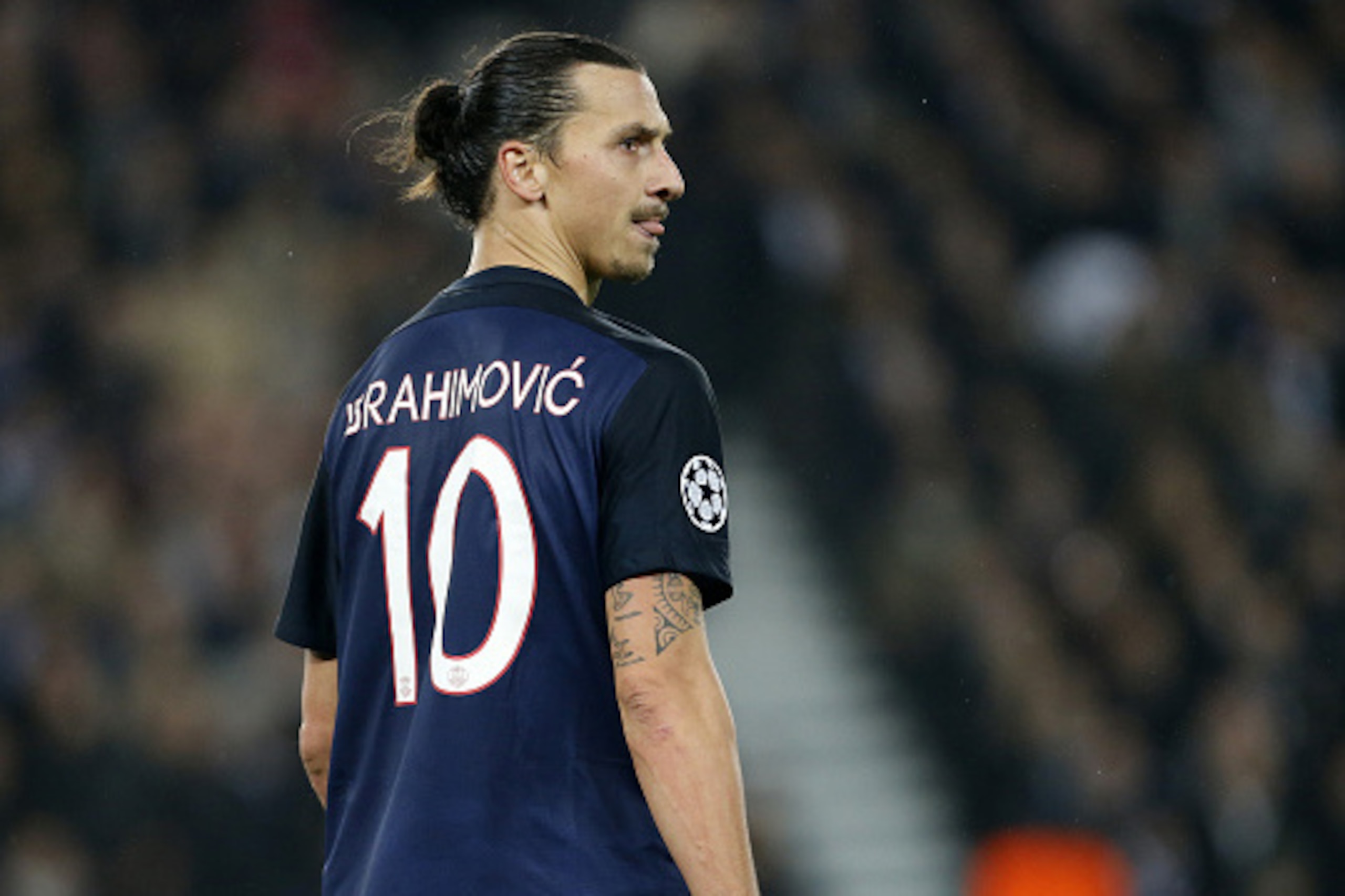 PARIS, FRANCE - OCTOBER 21: Zlatan Ibrahimovic of PSG looks on during the UEFA Champions League match between Paris Saint-Germain (PSG) and Real Madrid at Parc des Princes stadium on October 21, 2015 in Paris, France. (Photo by Jean Catuffe/Getty Images)