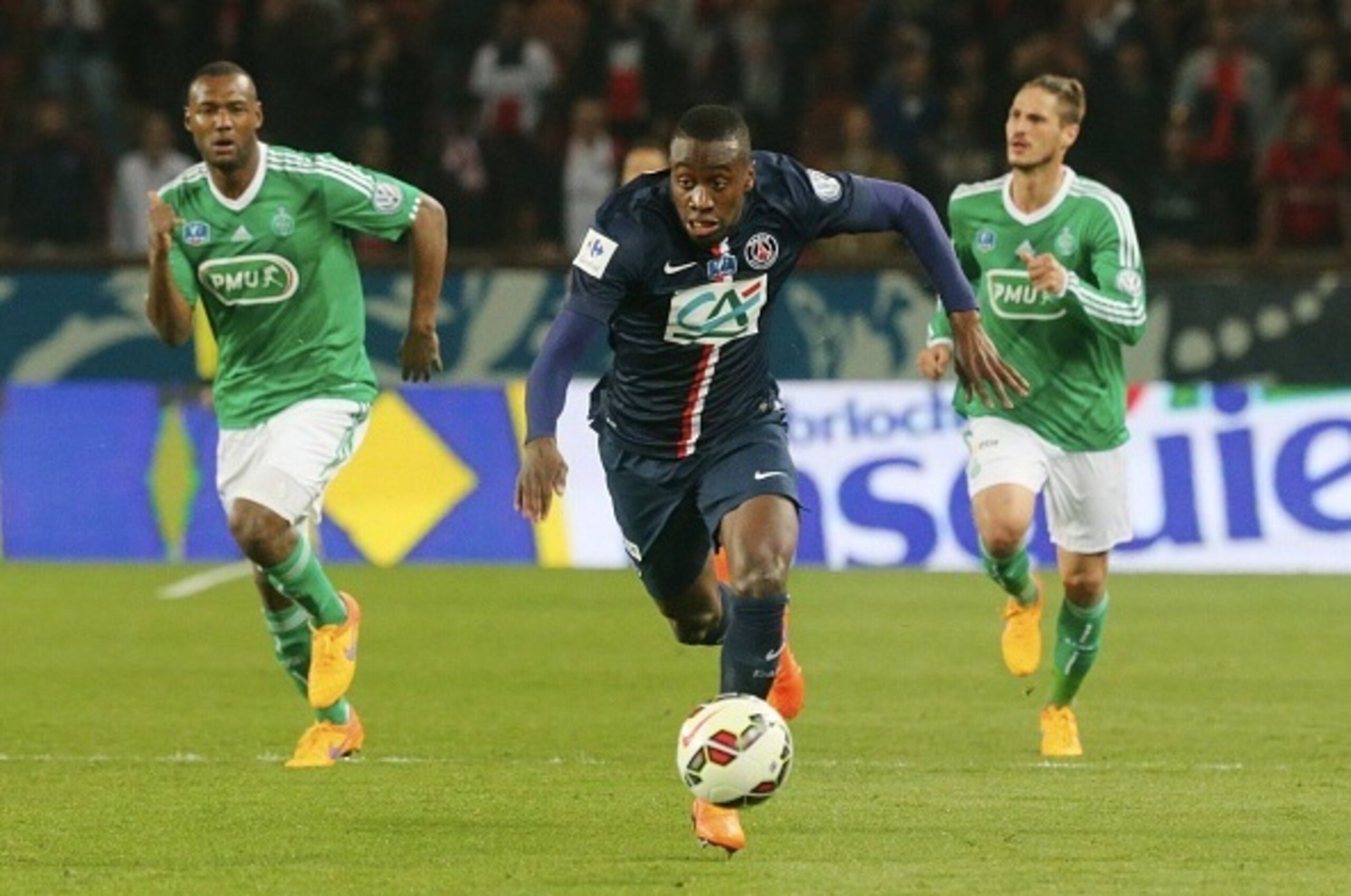 PARIS, FRANCE - APRIL 08:  Blaise Matuidi of Paris Saint-Germain in action during the French  Cup Semi-Final between Paris Saint-Germain and ASSE Saint-Etienne at Parc Des Princes on april 8, 2015 in Paris, France.  (Photo by Xavier Laine/Getty Images)