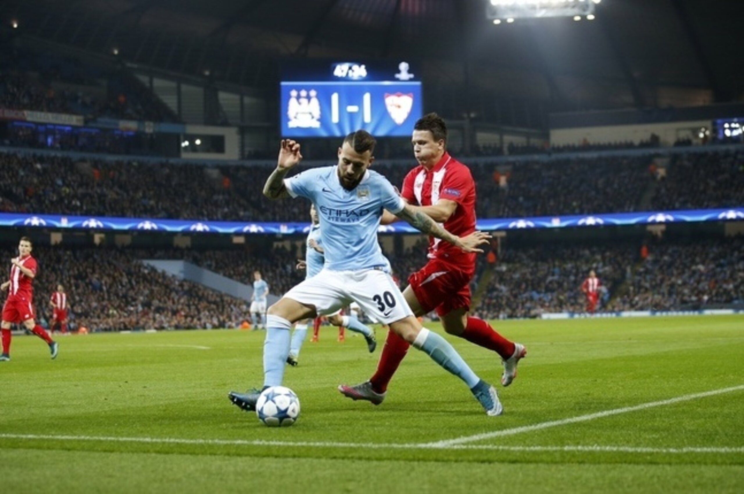 Otamendi in action for City.