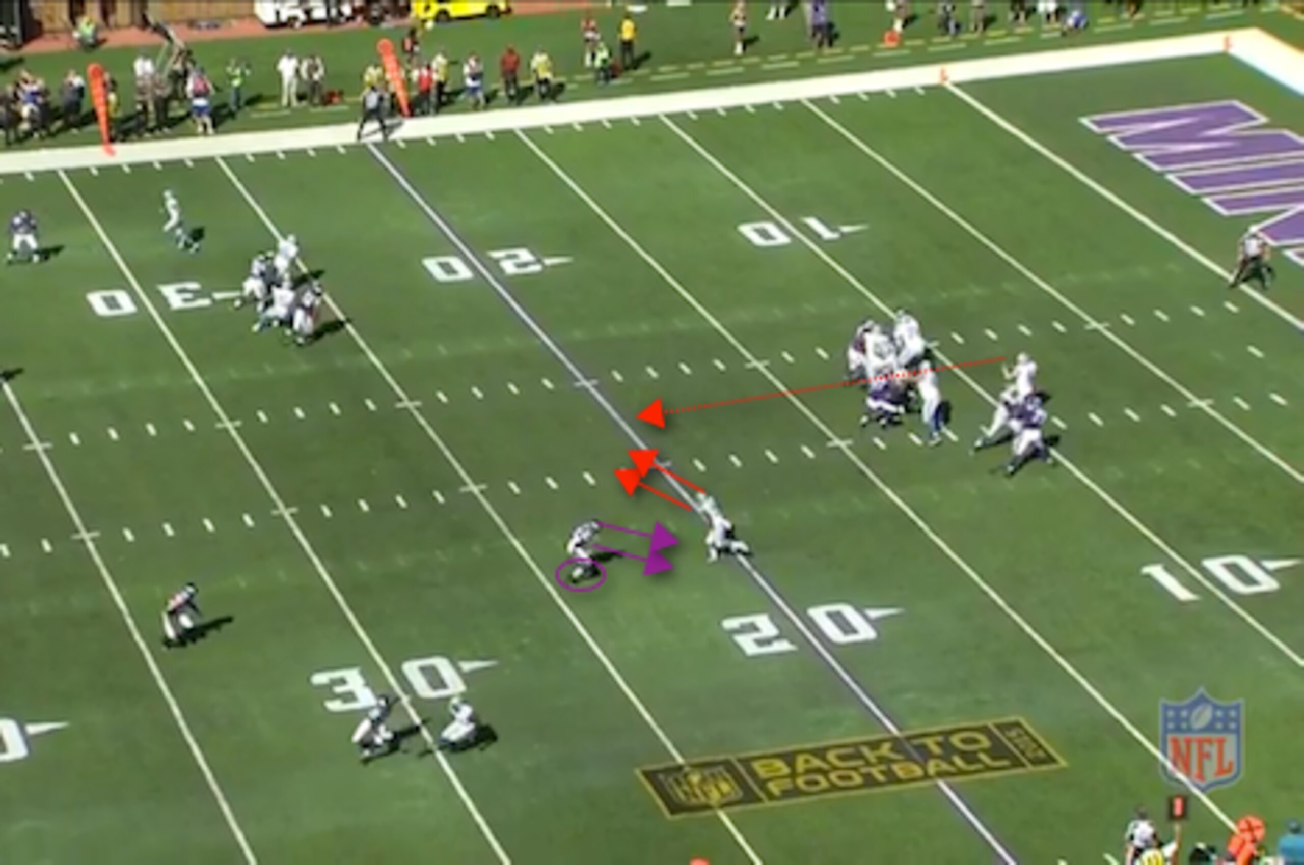 Linebacker Anthony Barr struggled in one-on-one situations with Theo Riddick in Week 2.