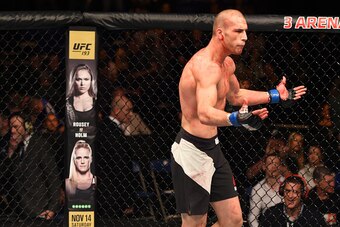 DUBLIN, IRELAND - OCTOBER 24:  Tom Breese celebrates his victory over Cathal Pendred in their welterweight fight during the UFC event at 3Arena on October 24, 2015 in Dublin, Ireland. (Photo by Josh Hedges/Zuffa LLC/Zuffa LLC via Getty Images)