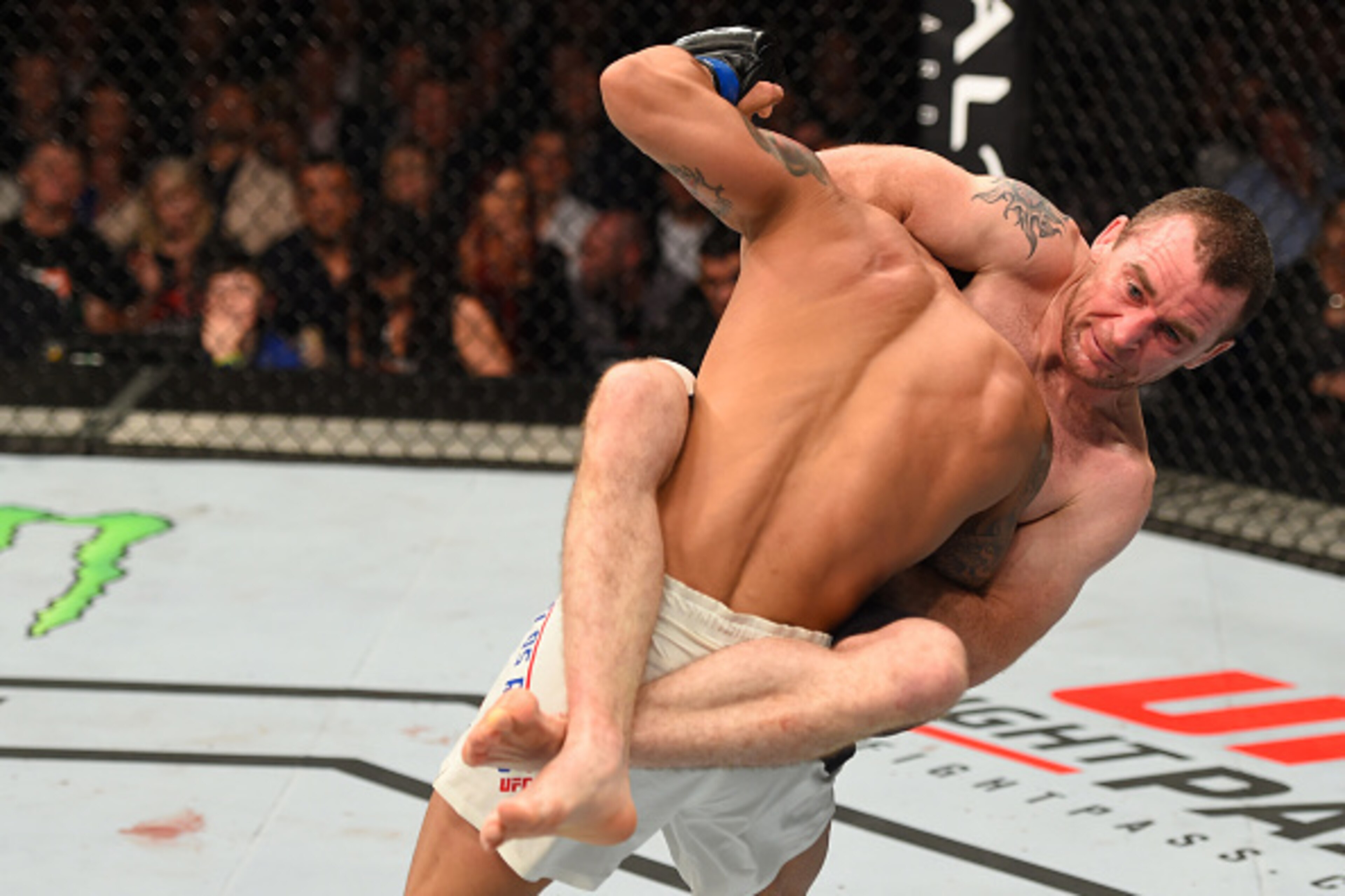 DUBLIN, IRELAND - OCTOBER 24:  (R-L) Neil Seery attempts to submit Jon Delos Reyes in their flyweight fight during the UFC event at 3Arena on October 24, 2015 in Dublin, Ireland. (Photo by Josh Hedges/Zuffa LLC/Zuffa LLC via Getty Images)