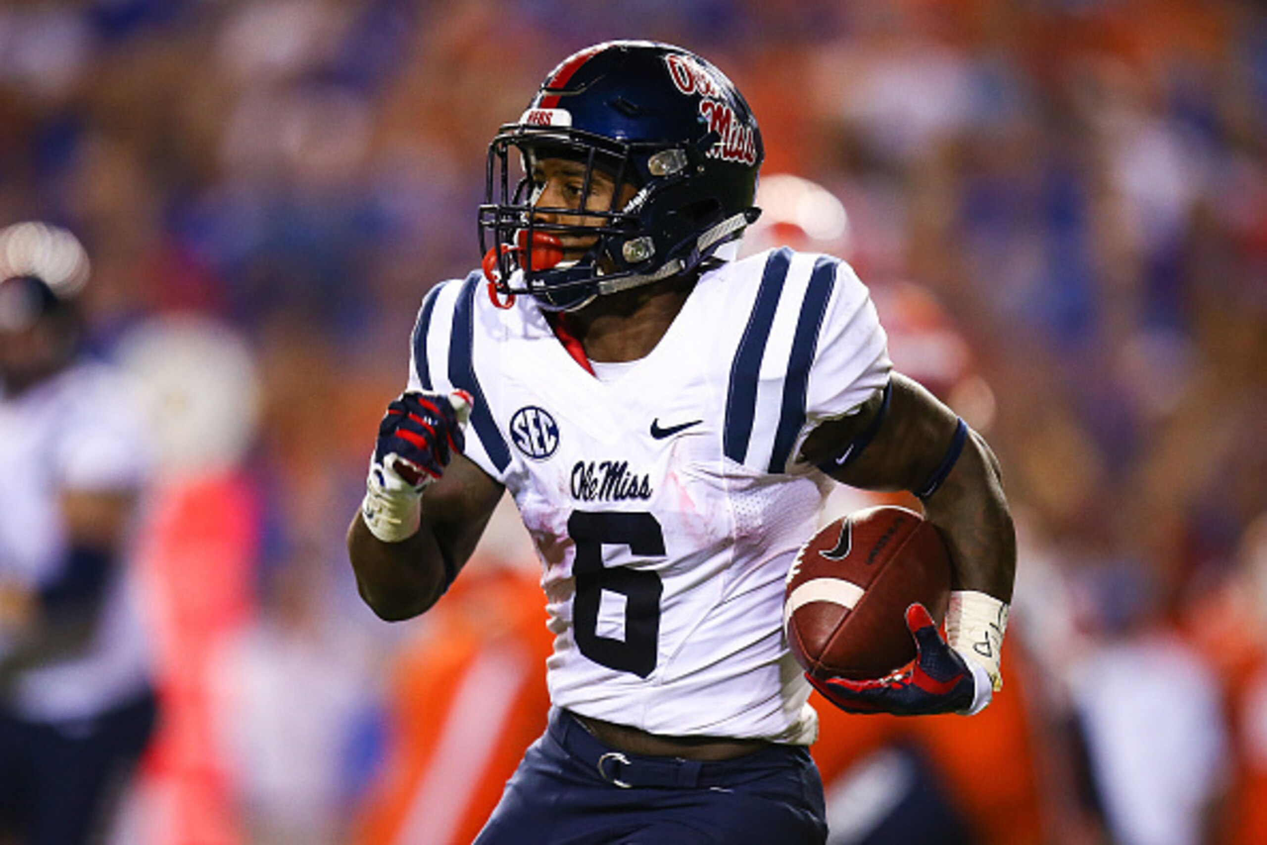 GAINESVILLE, FL - OCTOBER 03: Jaylen Walton #6 of the Mississippi Rebels in action during the game against the Florida Gators on October 3, 2015 in Gainesville, Florida.  (Photo by Rob Foldy/Getty Images)