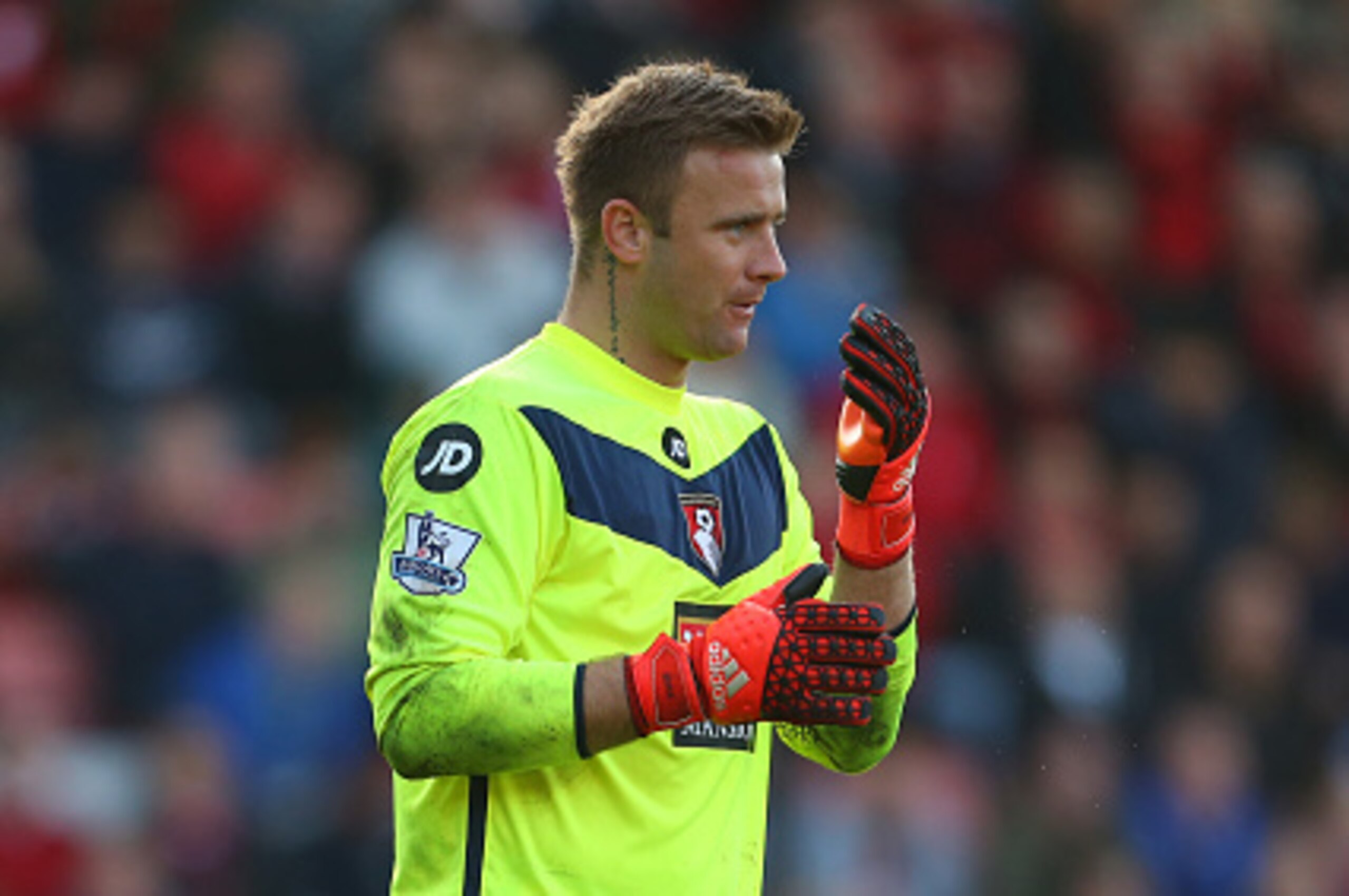 BOURNEMOUTH, ENGLAND - OCTOBER 25:  Artur Boruc of Bournemouth during the Barclays Premier League match between A.F.C Bournemouth and Tottenham Hotspur at Vitality Stadium on October 25, 2015 in Bournemouth, England.  (Photo by Catherine Ivill - AMA/Getty