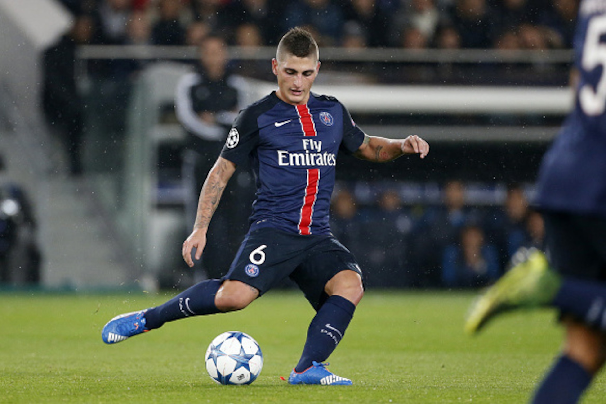 PARIS, FRANCE - OCTOBER 21: Marco Verratti of PSG in action during the UEFA Champions League match between Paris Saint-Germain (PSG) and Real Madrid at Parc des Princes stadium on October 21, 2015 in Paris, France. (Photo by Jean Catuffe/Getty Images)