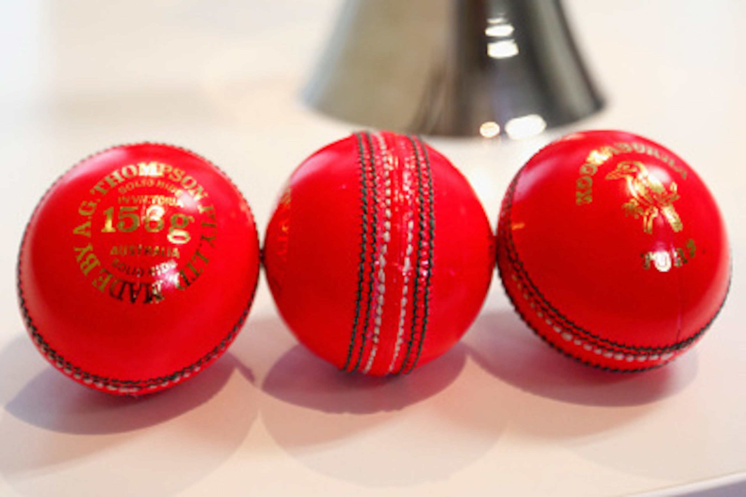 AUCKLAND, NEW ZEALAND - JUNE 30: The new pink balls to be used for the first day-night cricket test match are pictured during a New Zealand Cricket press conference at the NZC Grafton Headquarters on June 30, 2015 in Auckland, New Zealand. New Zealand Cri