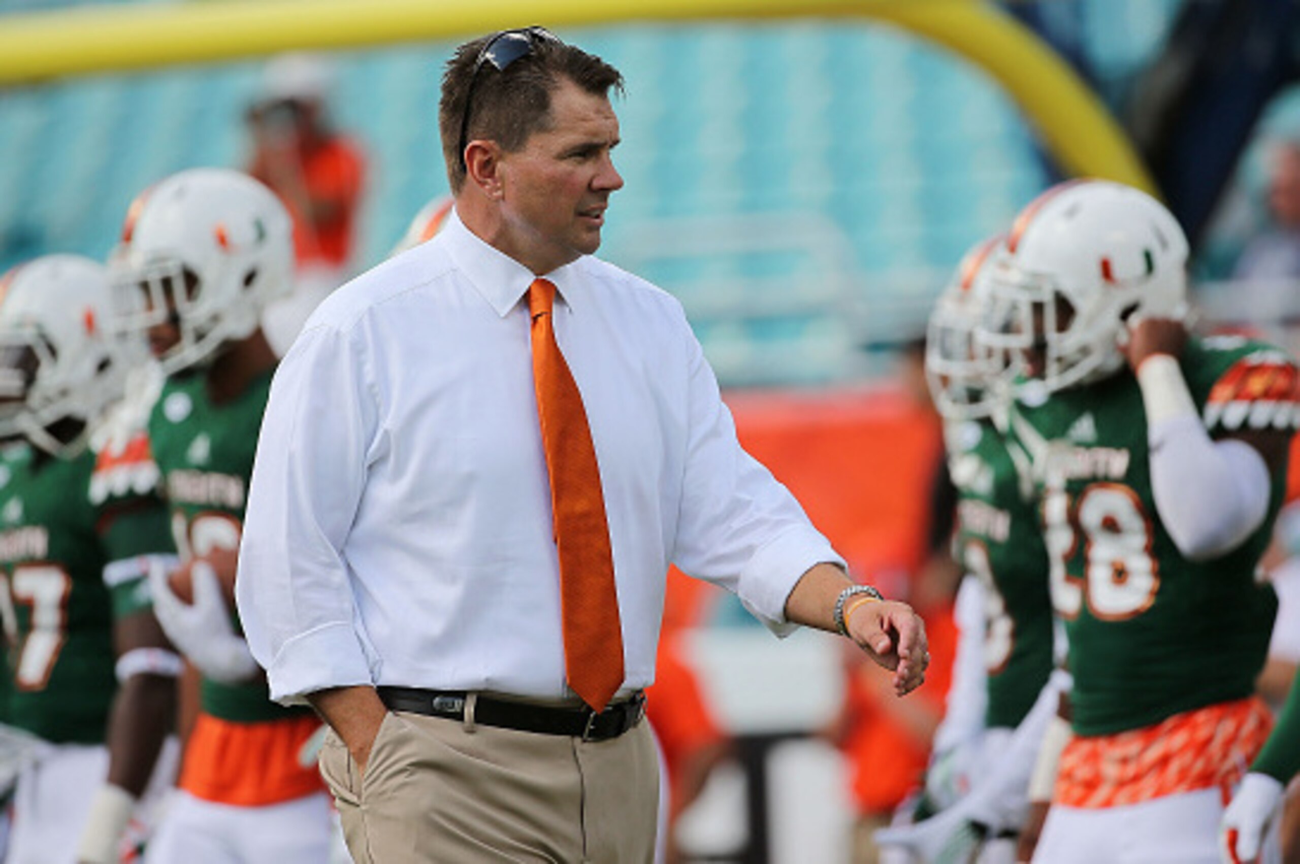 MIAMI GARDENS, FL - OCTOBER 24: Head coach Al Golden of the Miami Hurricanes looks on during a game against the Clemson Tigers at Sun Life Stadium on October 24, 2015 in Miami Gardens, Florida. (Photo by Mike Ehrmann/Getty Images) MIAMI GARDENS, FL - OCTOBER 24: Head coach Al Golden of the Miami Hurricanes looks on during a game against the Clemson Tigers at Sun Life Stadium on October 24, 2015 in Miami Gardens, Florida. (Photo by Mike Ehrmann/Getty Images)