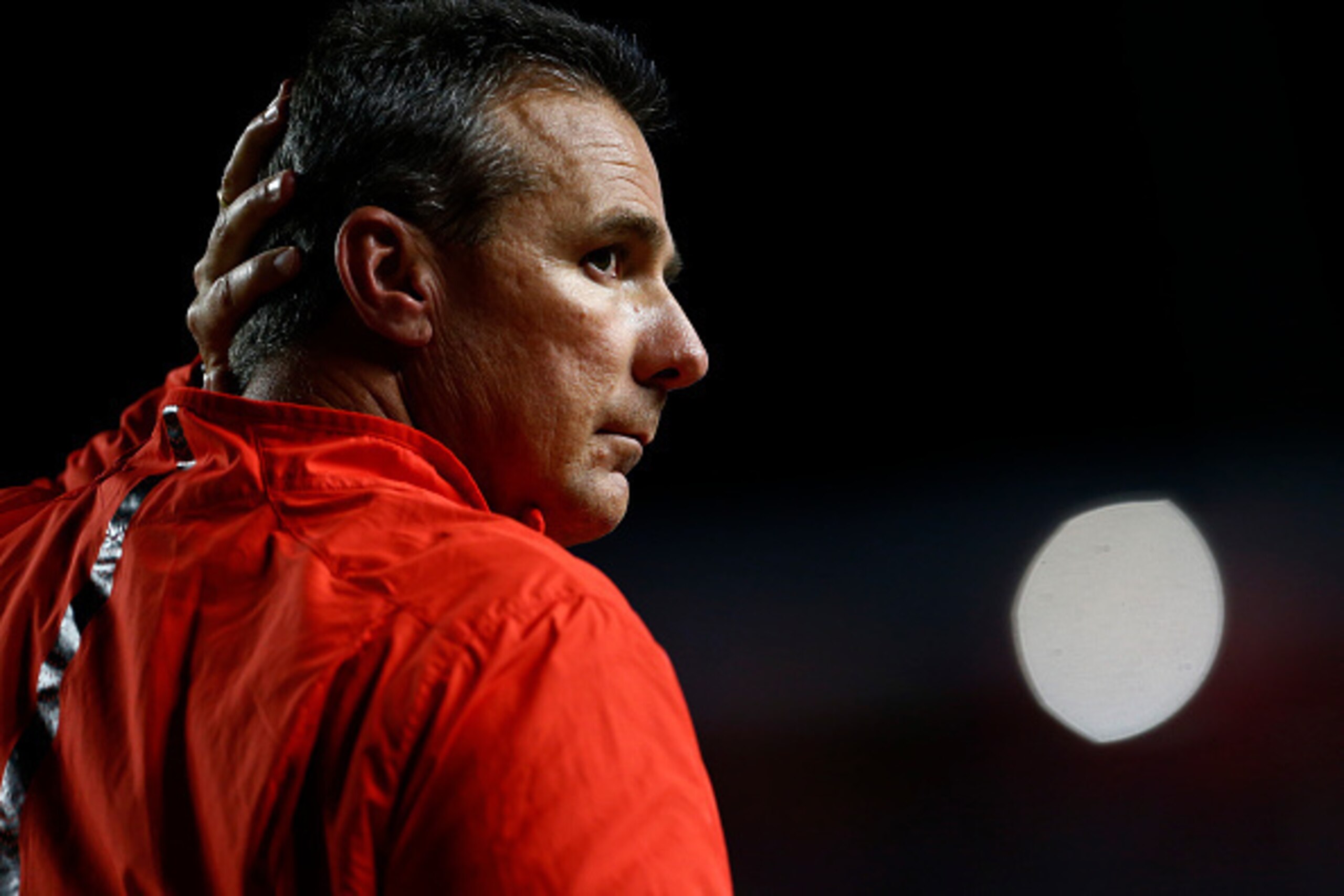 PISCATAWAY, NJ - OCTOBER 24: Head coach Urban Meyer of the Ohio State Buckeyes during a game against the Rutgers Scarlet Knights at High Point Solutions Stadium on October 24, 2015 in Piscataway, New Jersey. (Photo by Rich Schultz /Getty Images)