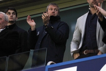 Chelsea's Russian owner Roman Abramovich awaits kick off during the English Premier League football match between Chelsea and Manchester City at Stamford Bridge in London on November 25, 2012. Chelsea fans have not universally welcomed Benitez's appointme