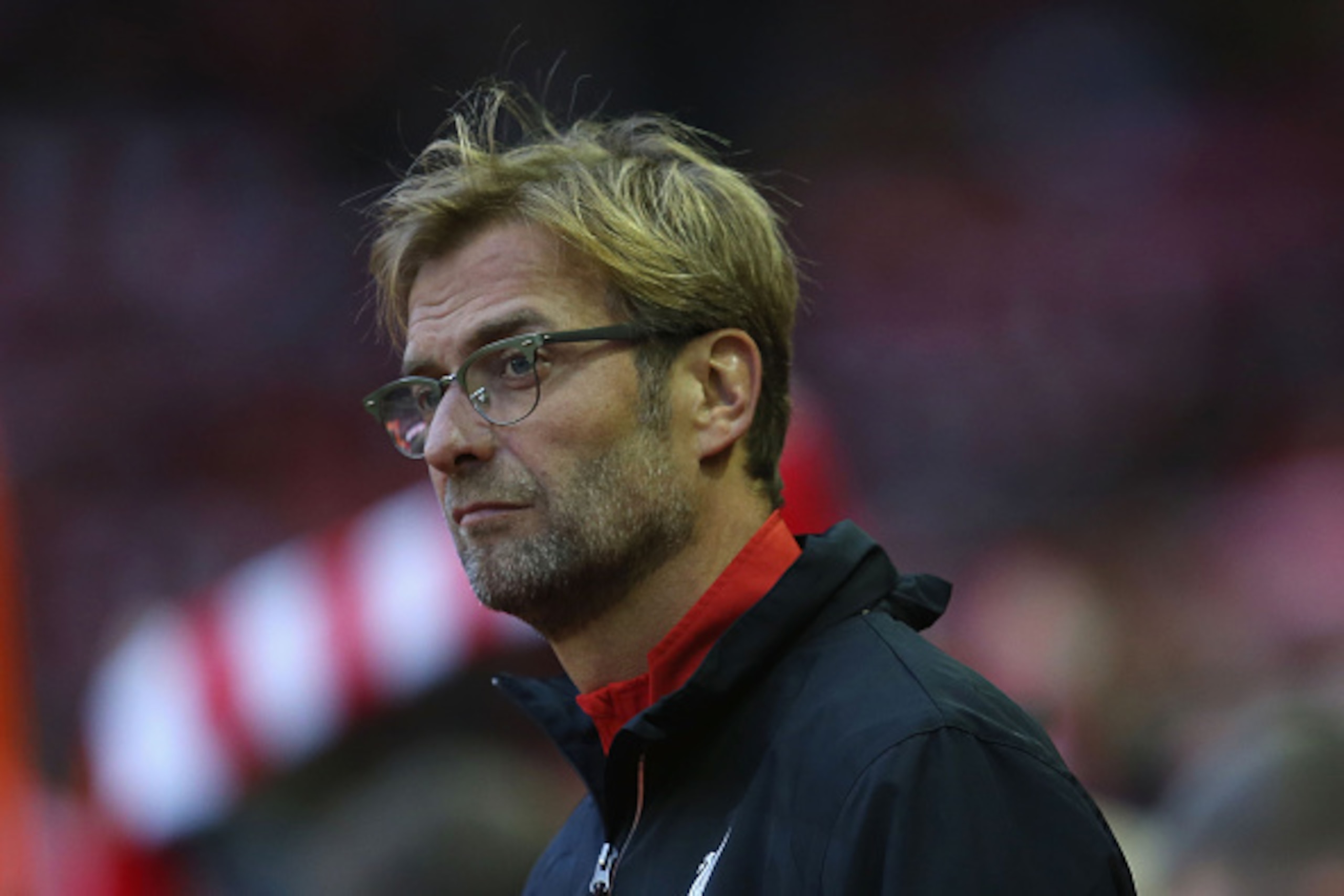 LIVERPOOL, ENGLAND - OCTOBER 25: Jurgen Klopp, manager of Liverpool looks on during the Barclays Premier League match between Liverpool and Southampton at Anfield on October 25, 2015 in Liverpool, England. (Photo by Jan Kruger/Getty Images) LIVERPOOL, ENGLAND - OCTOBER 25: Jurgen Klopp, manager of Liverpool looks on during the Barclays Premier League match between Liverpool and Southampton at Anfield on October 25, 2015 in Liverpool, England. (Photo by Jan Kruger/Getty Images)