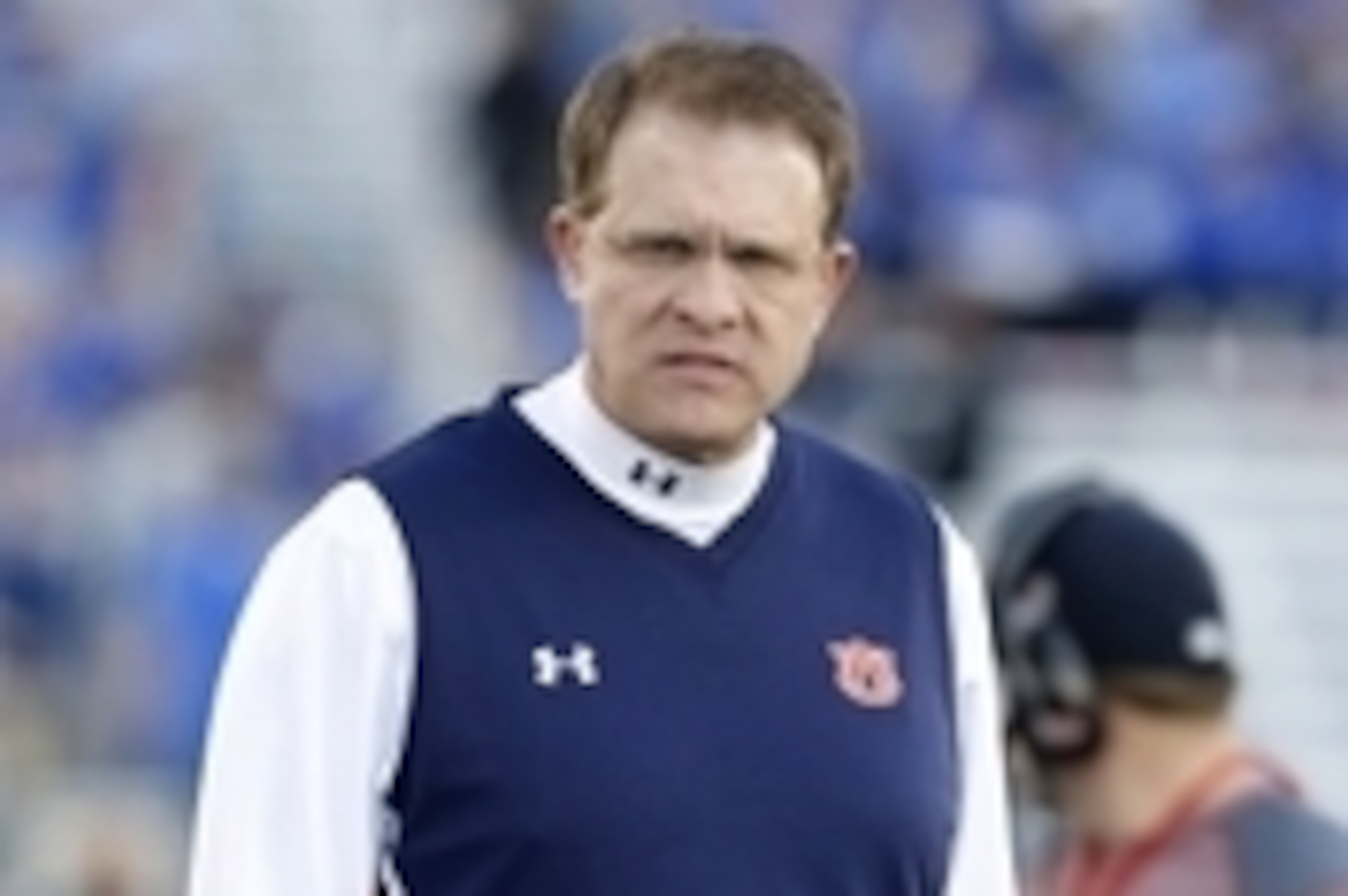 Oct 15, 2015; Lexington, KY, USA; Auburn Tigers head coach Gus Malzahn looks on during the game against the Kentucky Wildcats at Commonwealth Stadium. Mandatory Credit: Mark Zerof-USA TODAY Sports