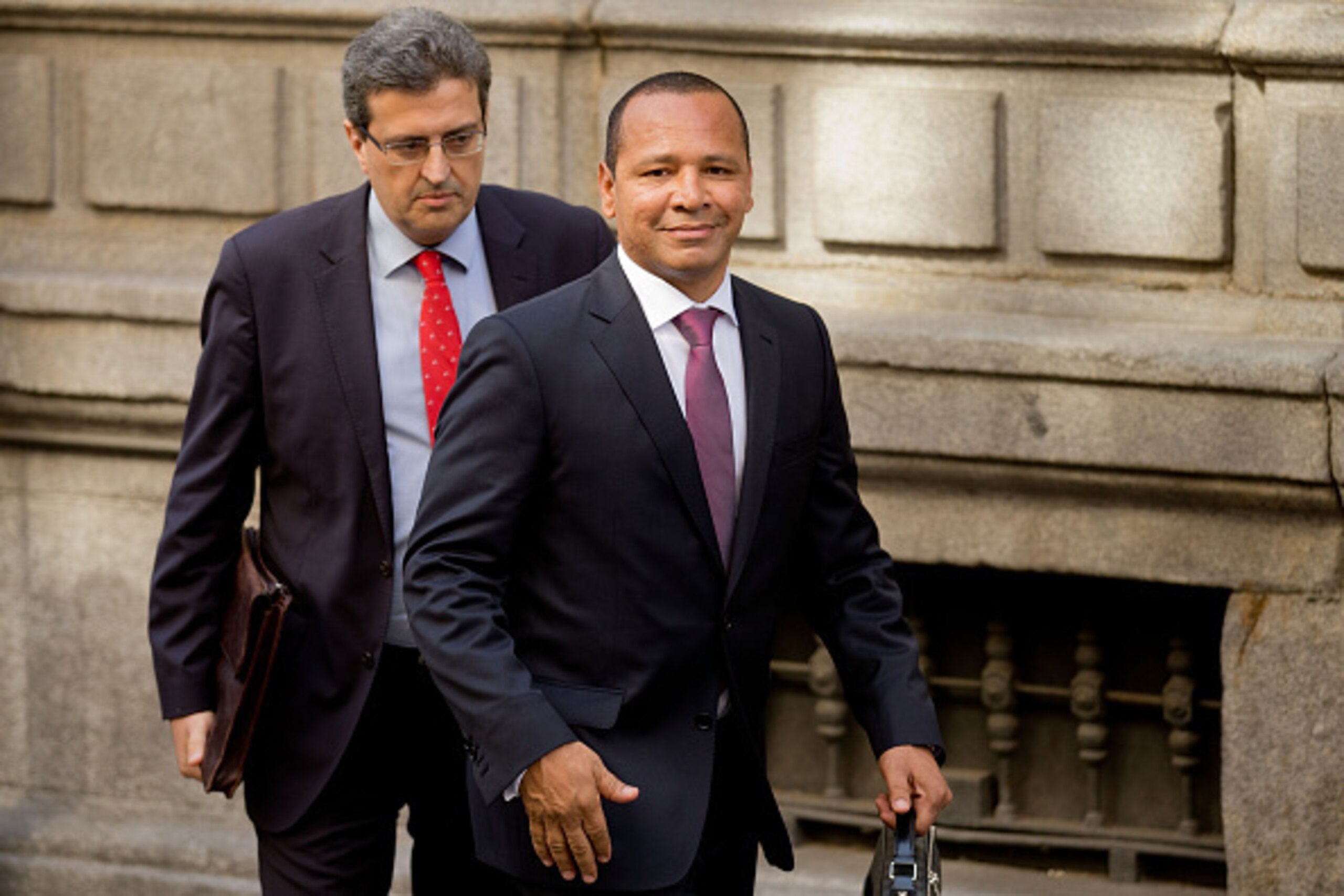 MADRID, SPAIN - OCTOBER 01:  Neymar Da Silva Santos, father of Brazilian FC Barcelona player Neymar JR, leaves the Spanish Nathional Court after testifying before judge Pablo Ruz about the case of his son's signing by the Catalan club on October 1, 2014 i