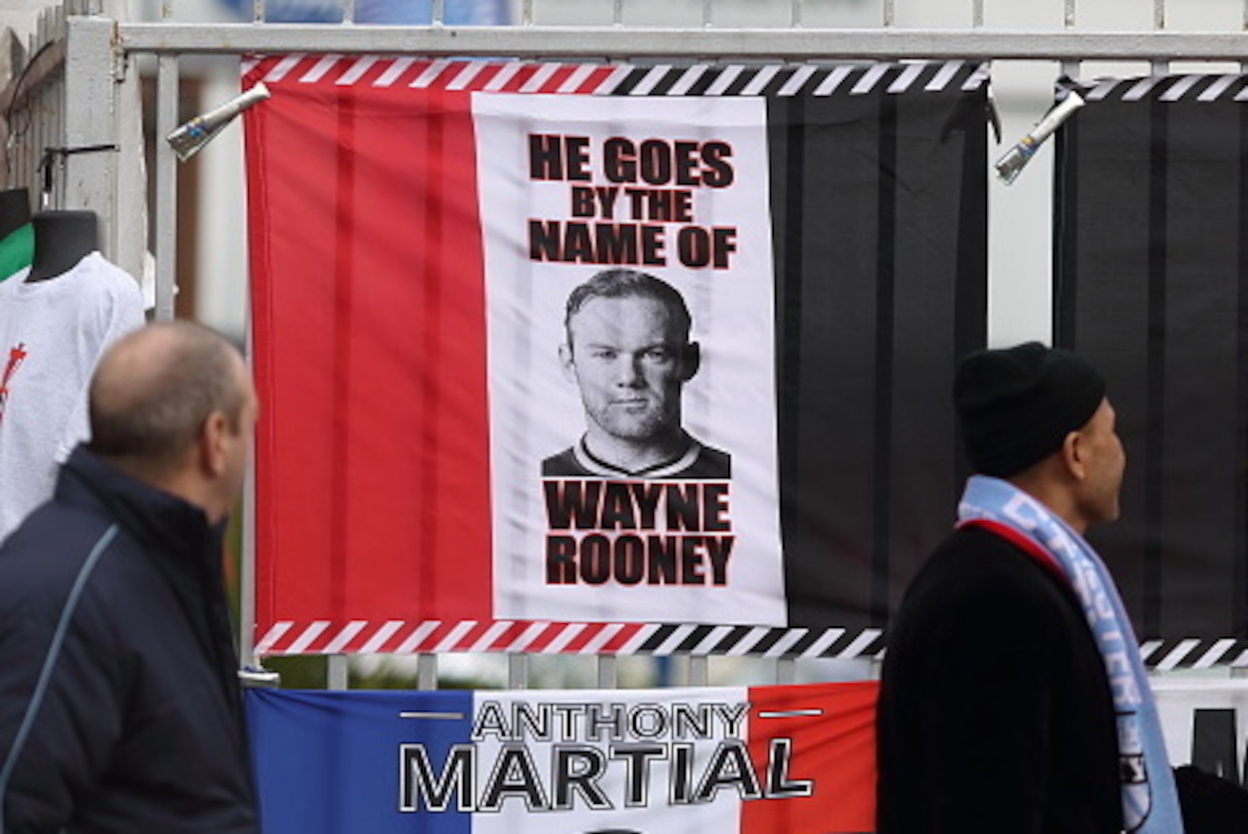MANCHESTER, ENGLAND - OCTOBER 25: Flags of Wayne Rooney, Memphis Depay and Anthony Martial of Manchester United prior to the Barclays Premier League match between Manchester United and Manchester City at Old Trafford on October 25, 2015 in Manchester, En MANCHESTER, ENGLAND - OCTOBER 25: Flags of Wayne Rooney, Memphis Depay and Anthony Martial of Manchester United prior to the Barclays Premier League match between Manchester United and Manchester City at Old Trafford on October 25, 2015 in Manchester, En