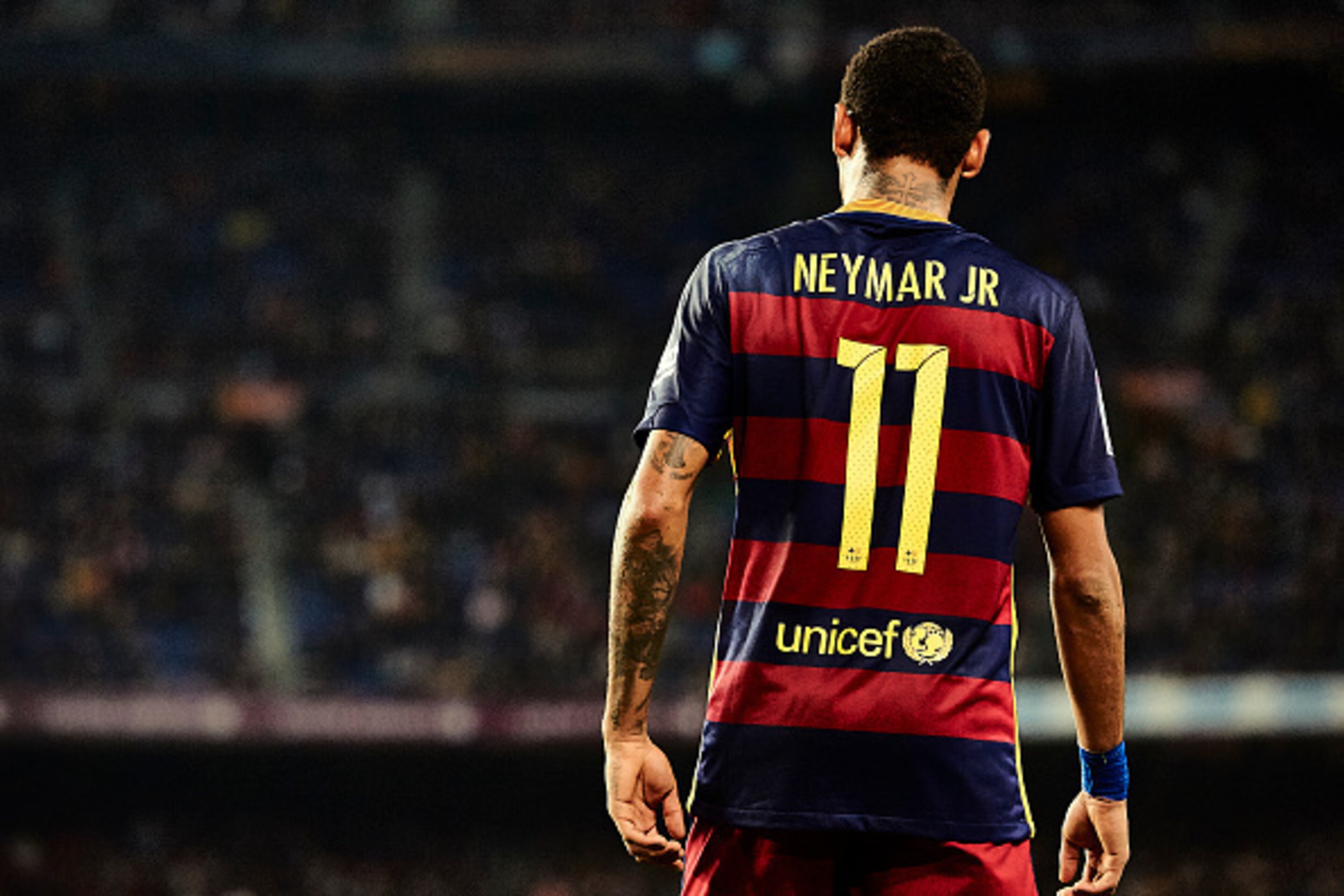 BARCELONA, SPAIN - OCTOBER 25: (EDITORS NOTE: This image has been processed using digitals filters.) Neymar JR of Barcelona is seen during the La Liga match between FC Barcelona and SD Eibar at Camp Nou Stadium on October 25, 2015 in Barcelona, Spain. ( BARCELONA, SPAIN - OCTOBER 25: (EDITORS NOTE: This image has been processed using digitals filters.) Neymar JR of Barcelona is seen during the La Liga match between FC Barcelona and SD Eibar at Camp Nou Stadium on October 25, 2015 in Barcelona, Spain. (
