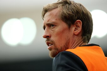 BIRMINGHAM, ENGLAND - OCTOBER 03:  Peter Crouch of Stoke City warms up during the Barclays Premier League match between Aston Villa and Stoke City at Villa Park on October 03, 2015 in Birmingham, England.  (Photo by Matthew Ashton - AMA/Getty Images)