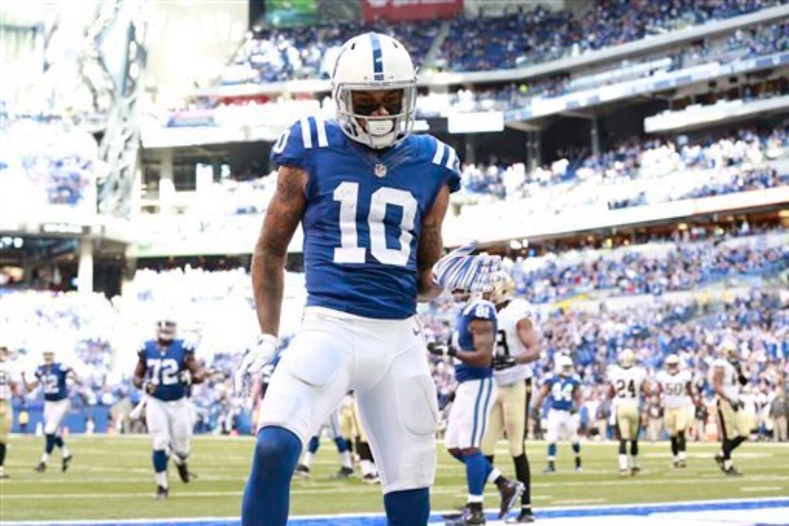 Donte Moncrief won't find room against a strong Carolina defense.