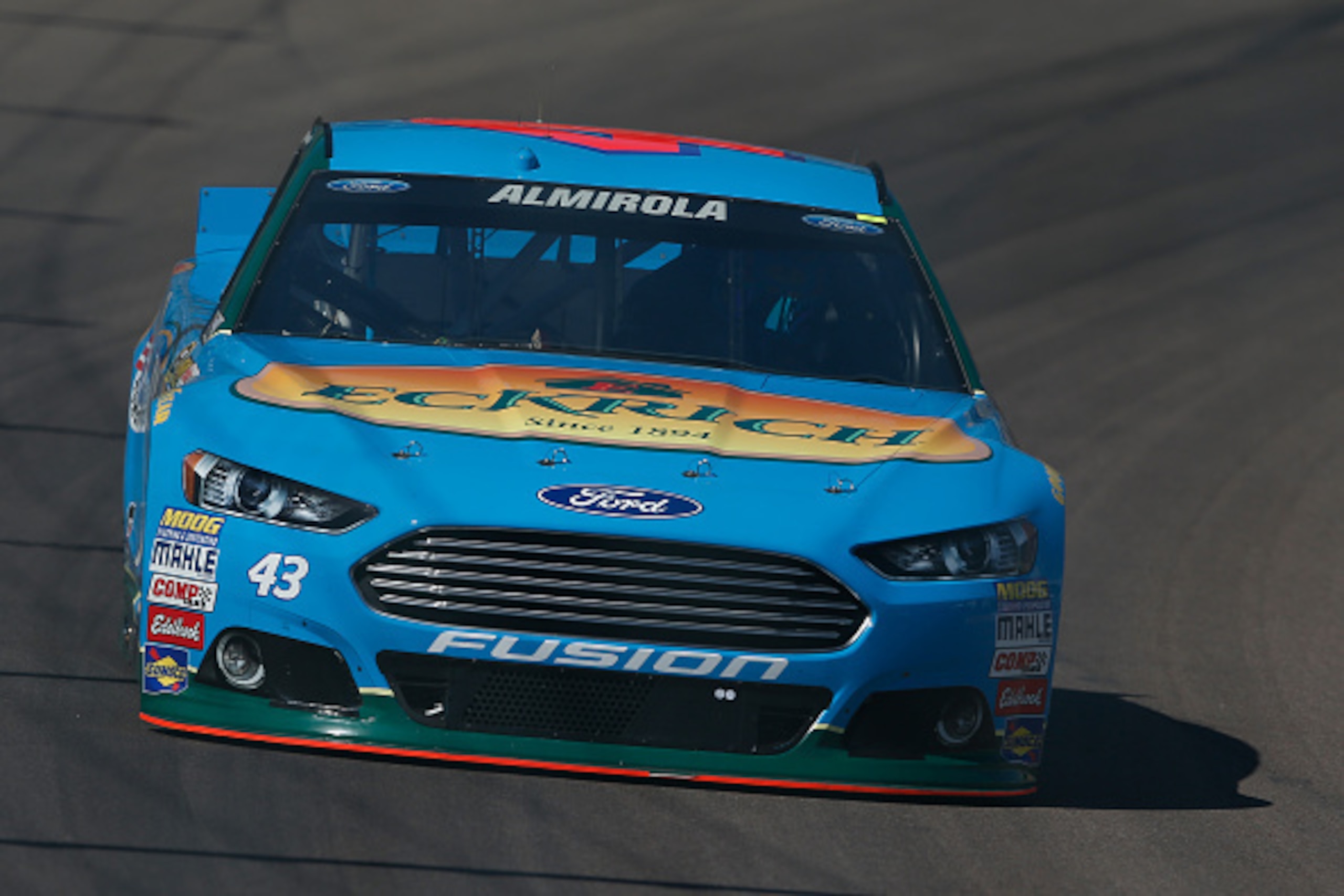 AVONDALE, AZ - MARCH 13:  Aric Almirola, driver of the #43 Eckrich Ford, drives during practice for the NASCAR Sprint Cup Series CampingWorld.com 500 at Phoenix International Raceway on March 13, 2015 in Avondale, Arizona.  (Photo by Christian Petersen/Ge