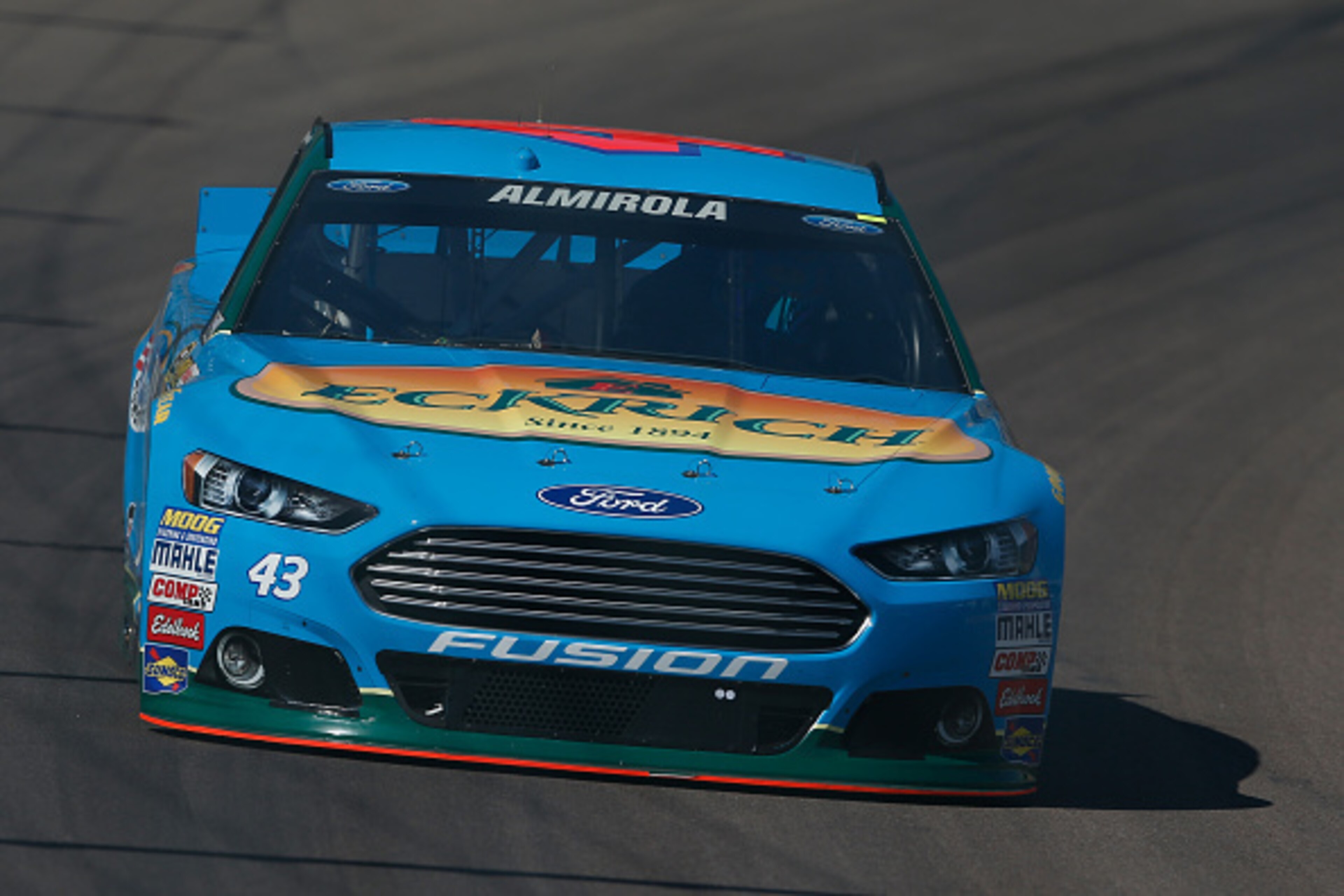 AVONDALE, AZ - MARCH 13:  Aric Almirola, driver of the #43 Eckrich Ford, drives during practice for the NASCAR Sprint Cup Series CampingWorld.com 500 at Phoenix International Raceway on March 13, 2015 in Avondale, Arizona.  (Photo by Christian Petersen/Ge