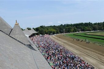 Elbow to elbow on Saratoga's apron for the Travers.