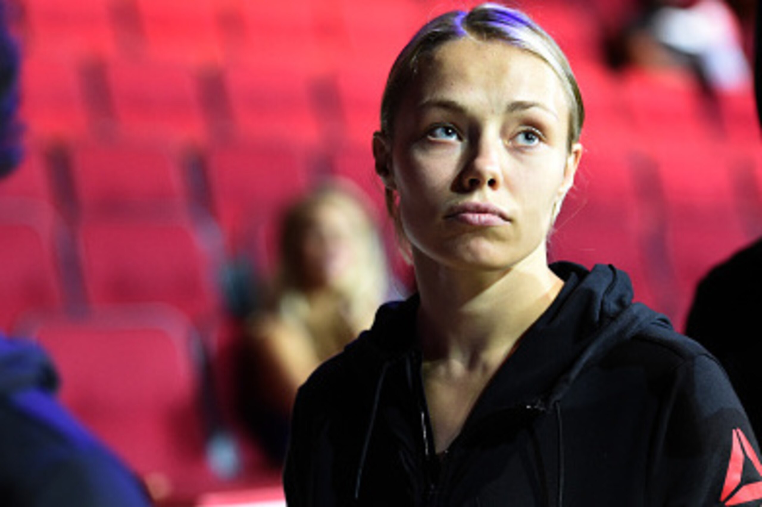 HOUSTON, TX - OCTOBER 02:  Rose Namajunas waits backstage during the UFC 192 weigh-in at the Toyota Center on October 2, 2015 in Houston, Texas. (Photo by Mike Roach/Zuffa LLC/Zuffa LLC via Getty Images)