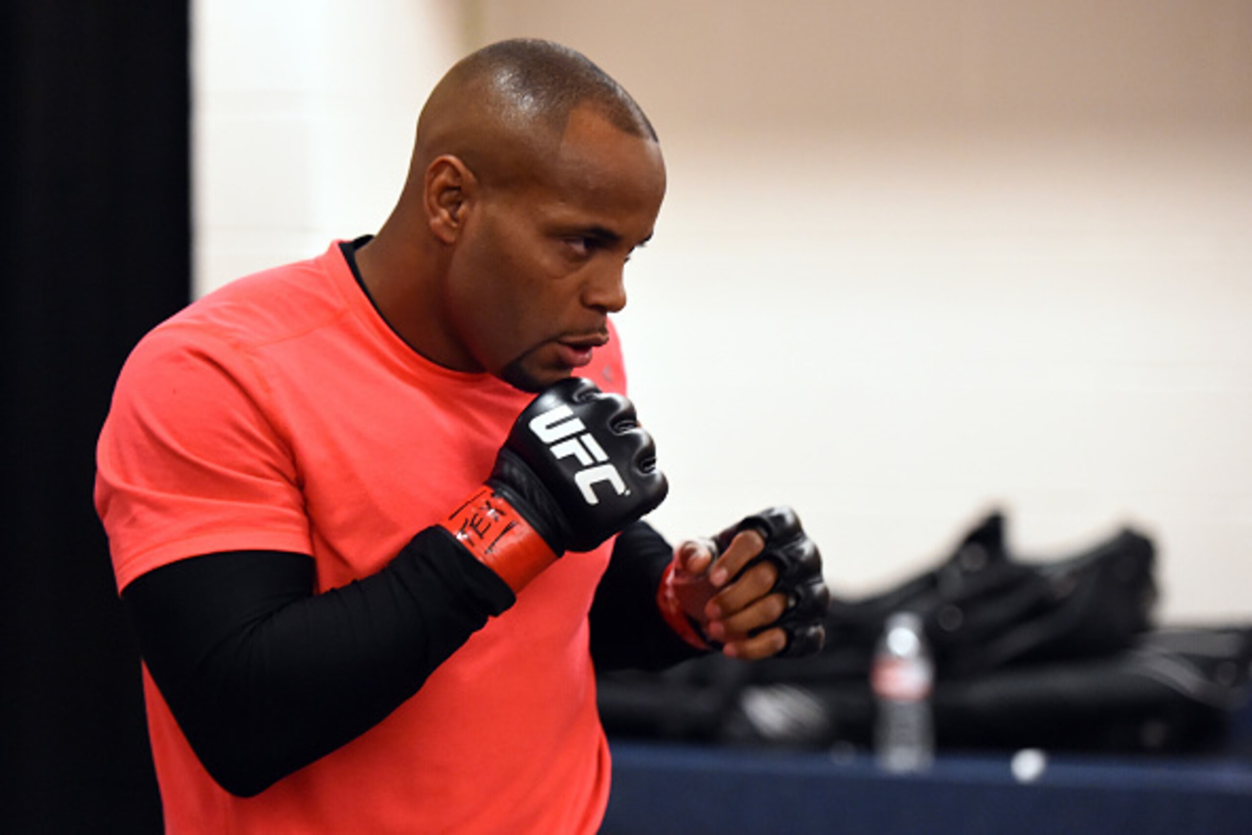 HOUSTON, TX - OCTOBER 03: Daniel Cormier warms up backstage before facing Alexander Gustafsson of Sweden in their UFC light heavyweight championship bout during the UFC 192 event at the Toyota Center on October 3, 2015 in Houston, Texas. (Photo by Jeff B HOUSTON, TX - OCTOBER 03: Daniel Cormier warms up backstage before facing Alexander Gustafsson of Sweden in their UFC light heavyweight championship bout during the UFC 192 event at the Toyota Center on October 3, 2015 in Houston, Texas. (Photo by Jeff B