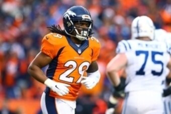 Jan 11, 2015; Denver, CO, USA; Denver Broncos cornerback Bradley Roby (29) against the Indianapolis Colts in the 2014 AFC Divisional playoff football game at Sports Authority Field at Mile High. The Colts defeated the Broncos 24-13. Mandatory Credit: Mark