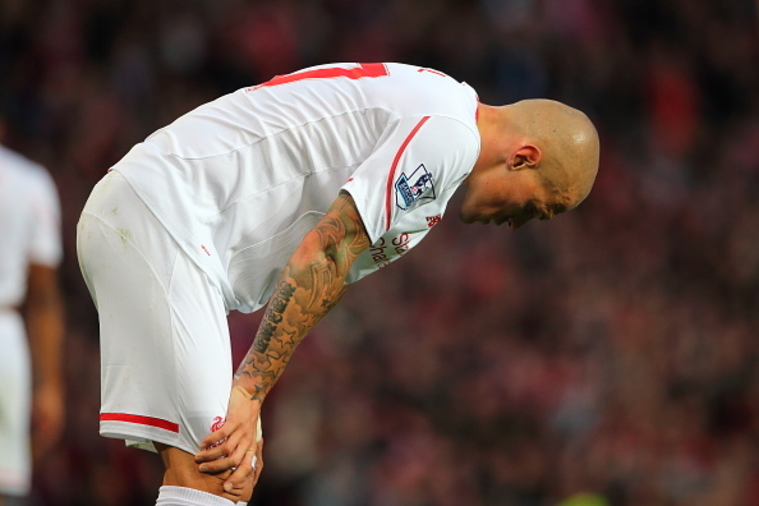 MANCHESTER, ENGLAND - SEPTEMBER 12:  A dejected Martin Skrtel of Liverpool during the Barclays Premier League match between Manchester United and Liverpool on September 12, 2015 in Manchester, United Kingdom.  (Photo by Matthew Ashton - AMA/Getty Images)
